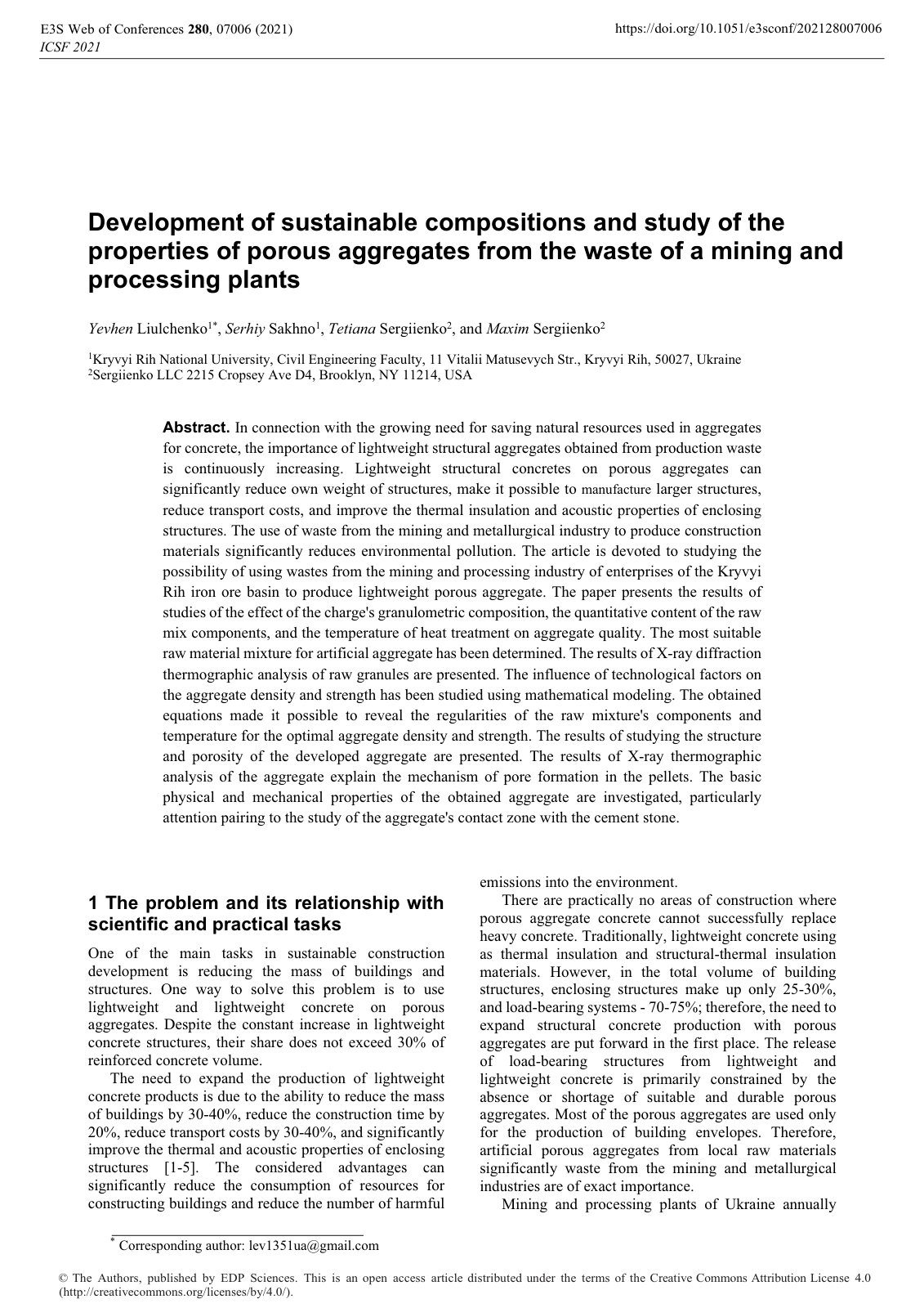 First page of Development of sustainable compositions