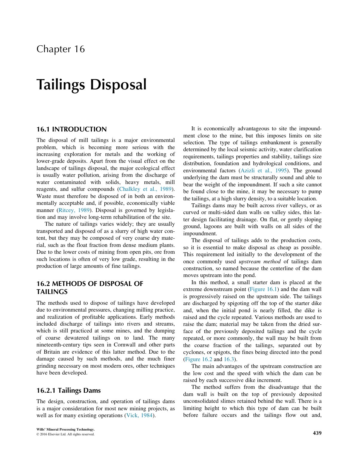 First page of Tailings Disposal