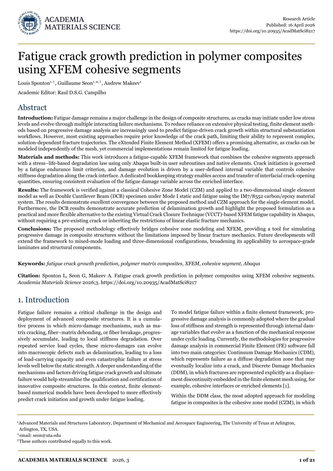 First page of Fatigue crack growth prediction in polym