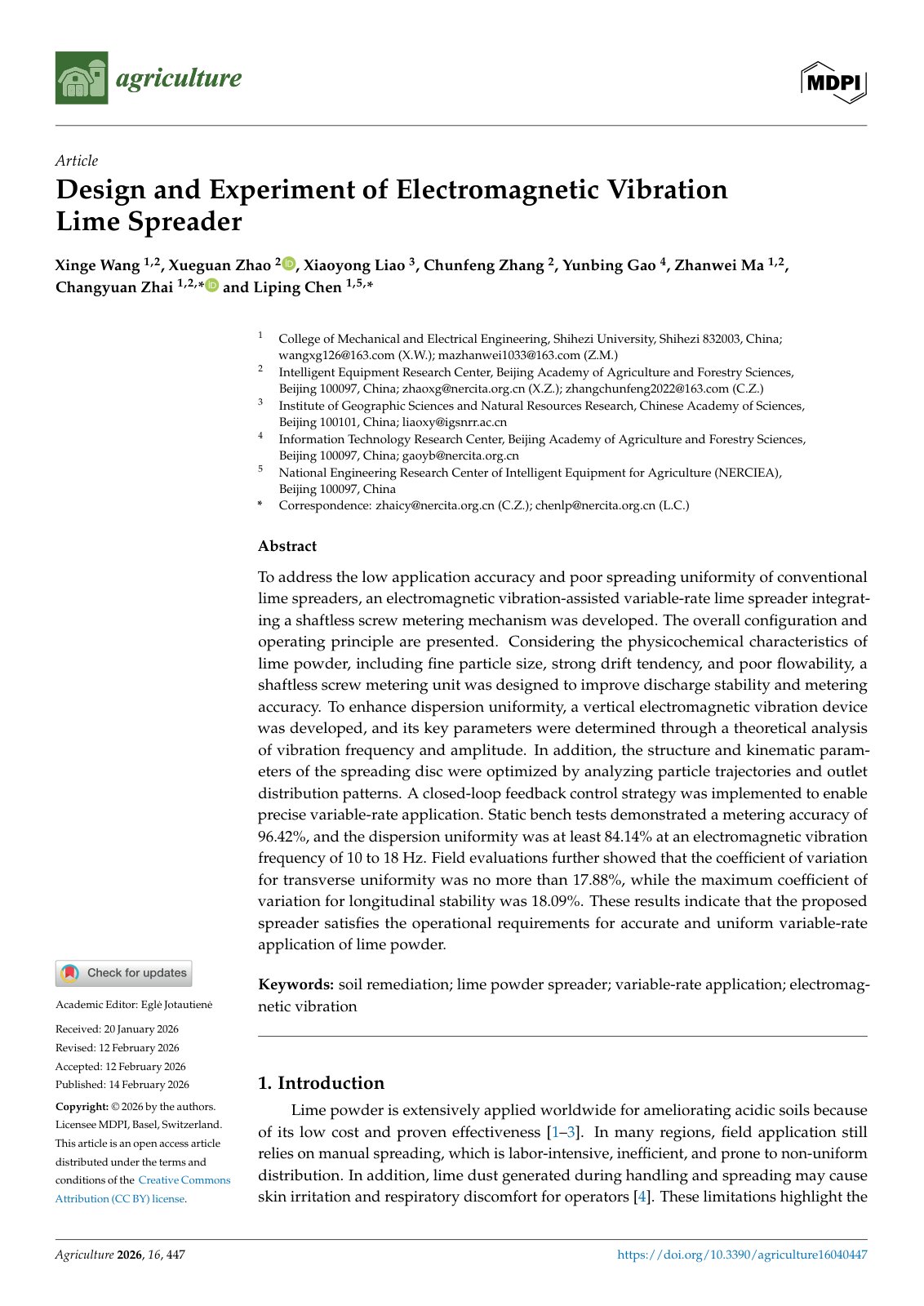 First page of Design and Experiment of Electromagnetic Vibration