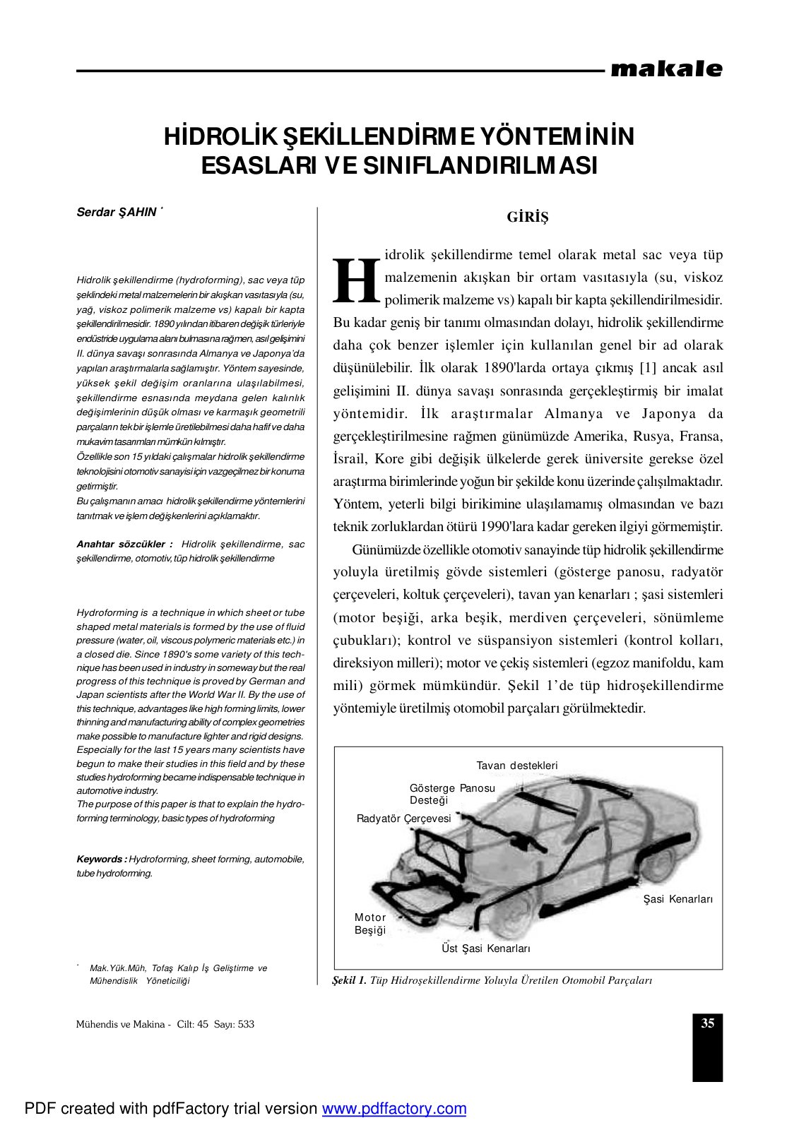 First page of HIDROLIK SEKILLENDIRME YONTEMININ ESASLA