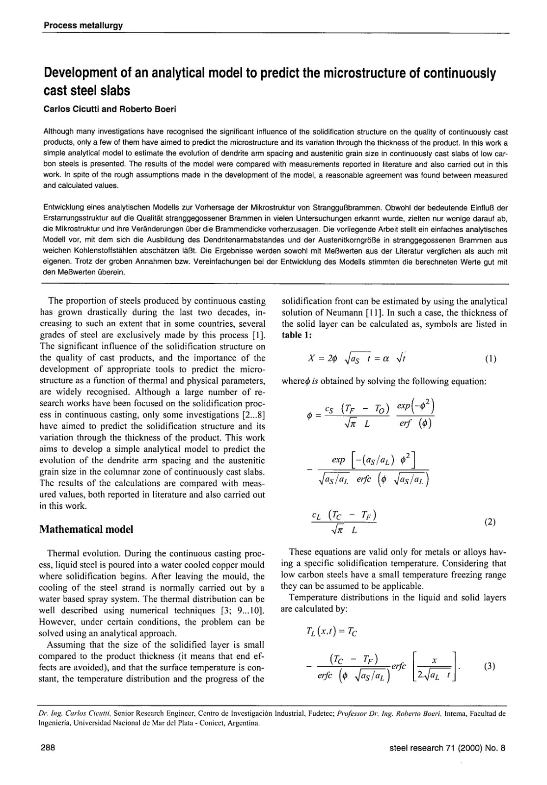 First page of Development of an analytical model to pr