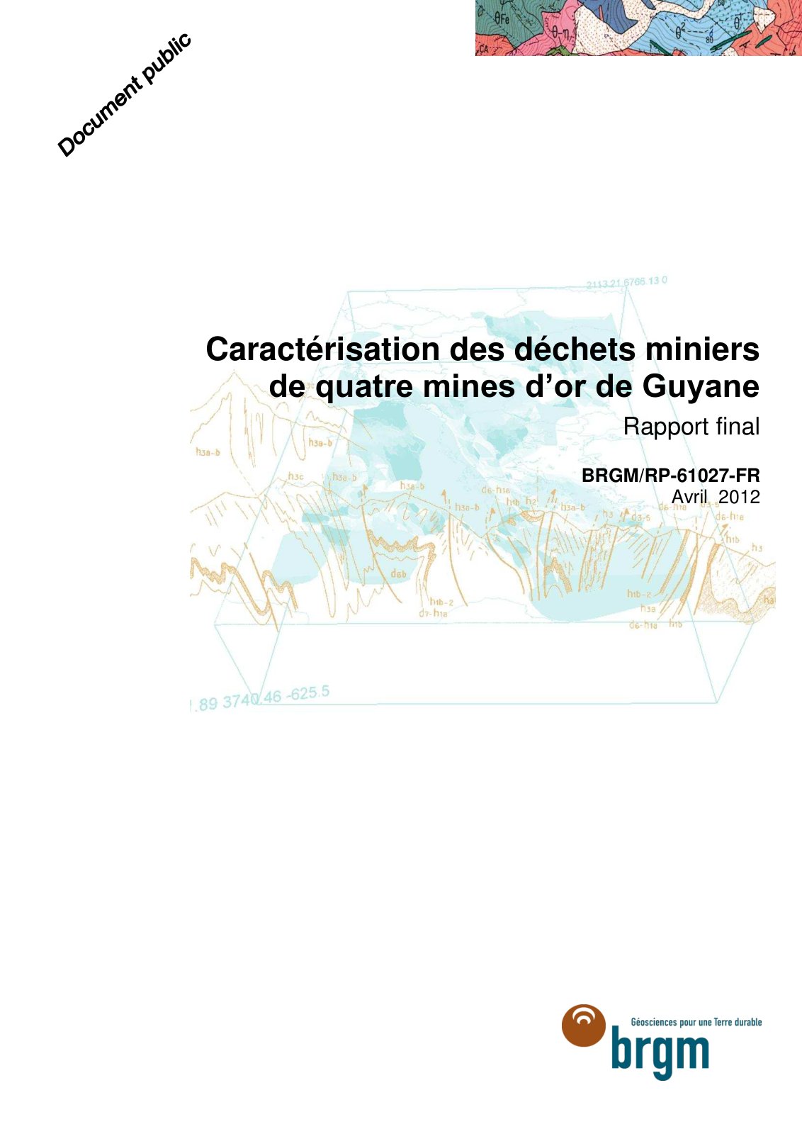 First page of Caractérisation des déchets miniers de quatre mines d’or de Guyane