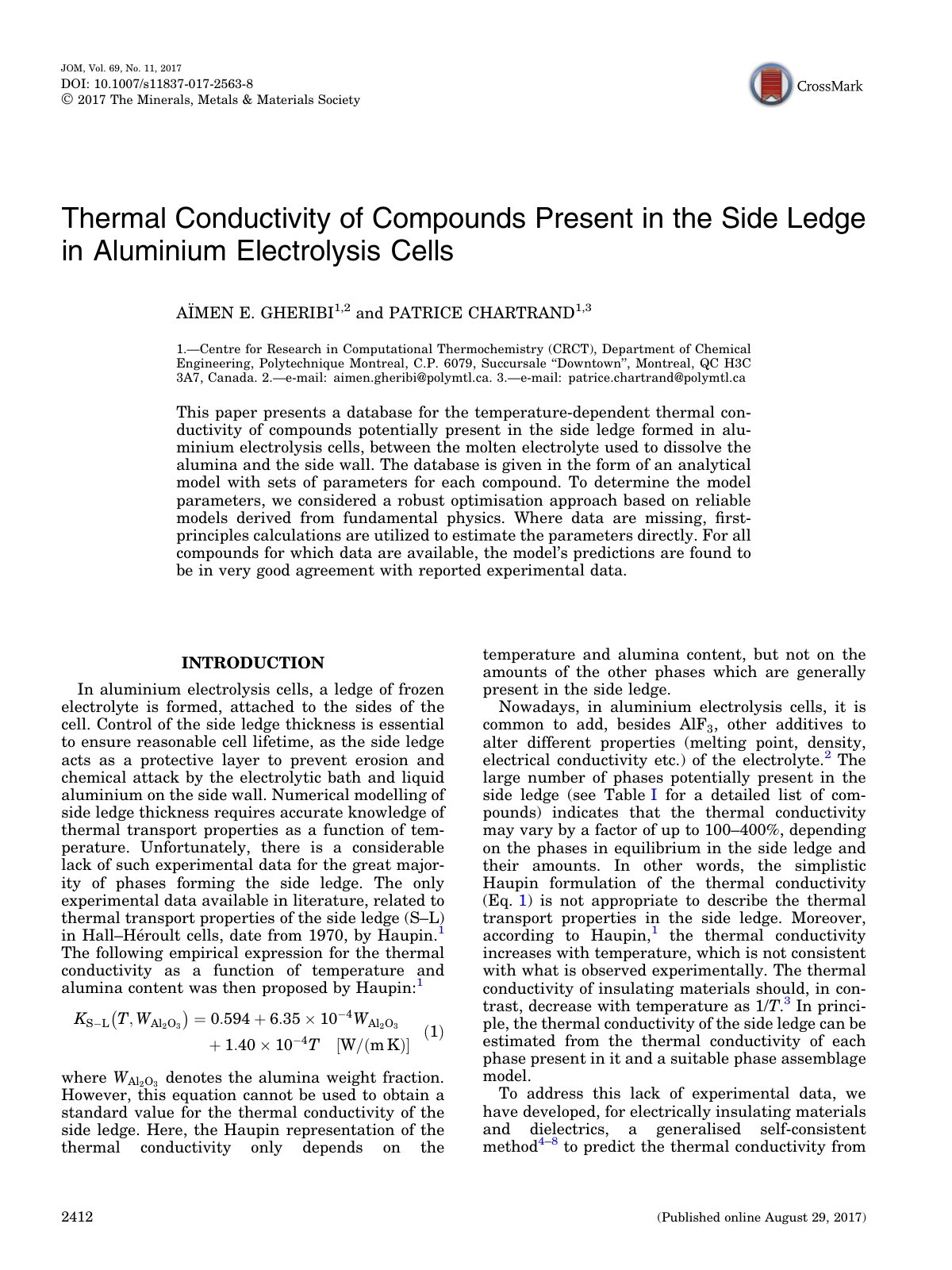 First page of Thermal Conductivity of Compounds Presen