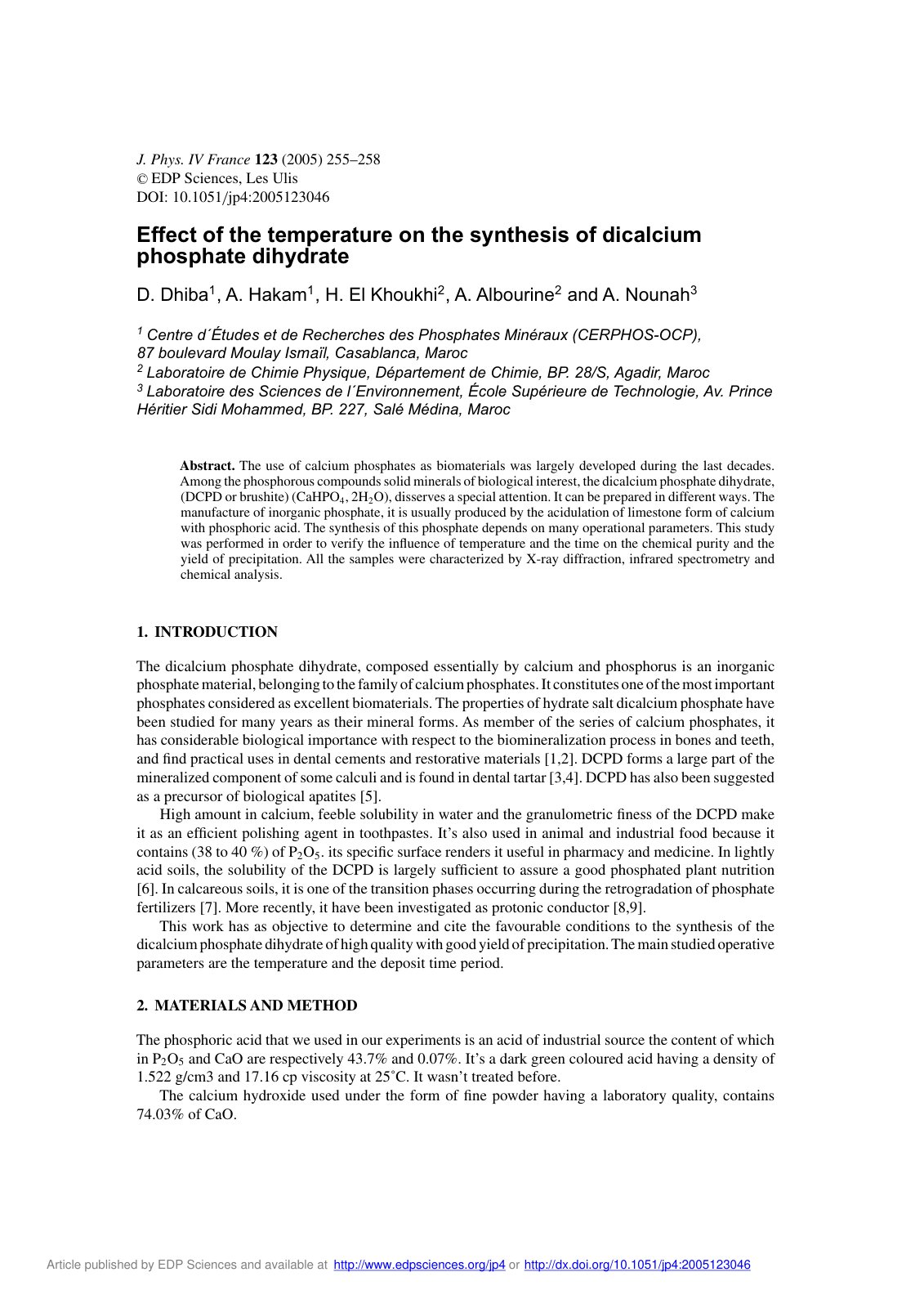 First page of Effect of the temperature on the synthes