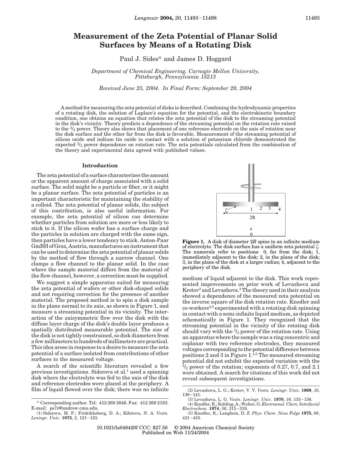 First page of Measurement of the Zeta Potential of Pla