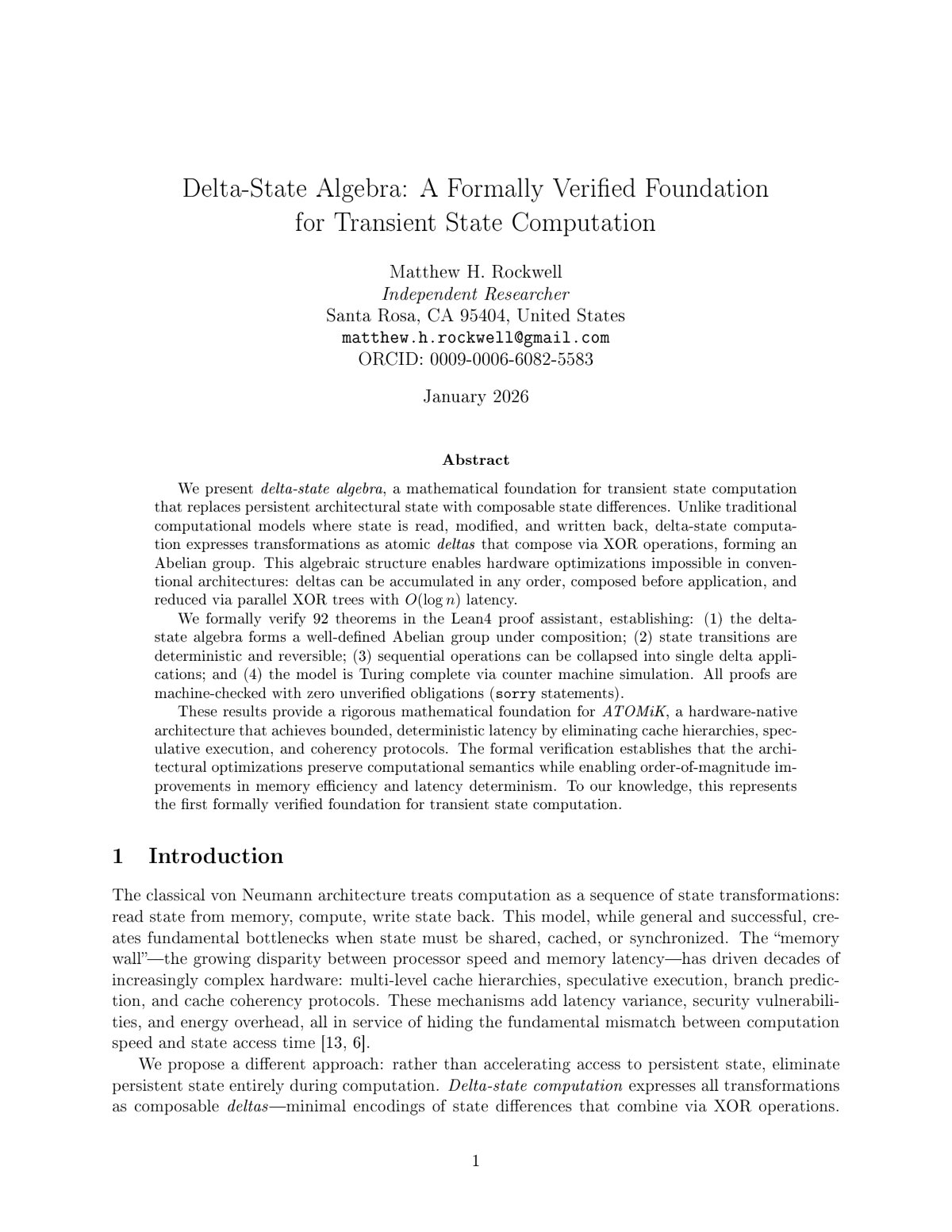 First page of Delta State Algebra A Formally Veried Fo