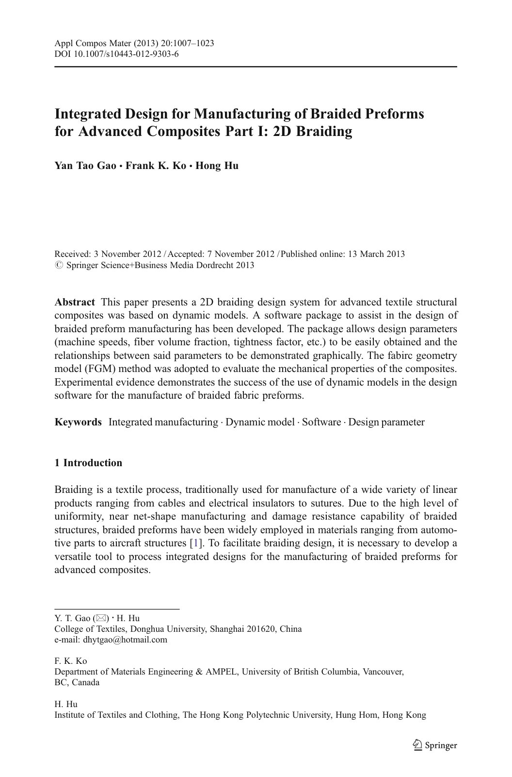 First page of Integrated Design For Manufacturing of B