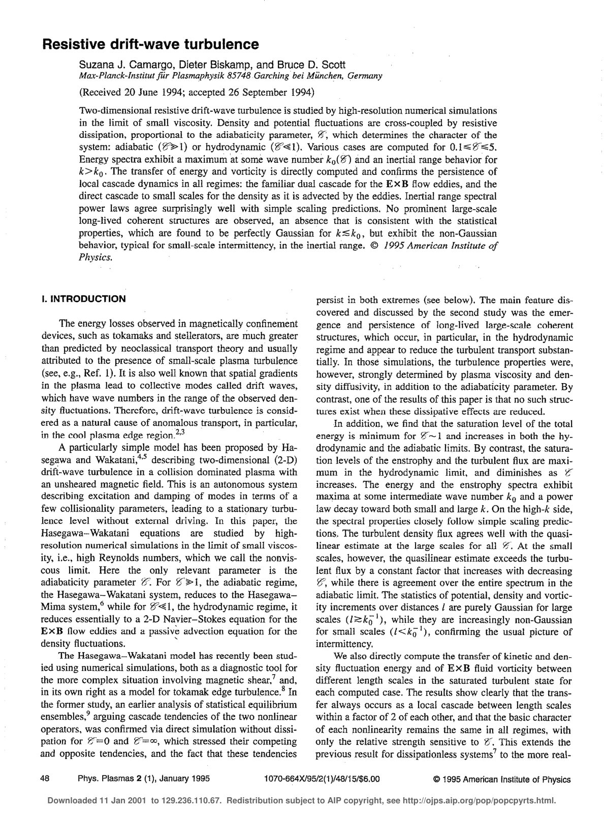 First page of Resistive drift wave turbulence
