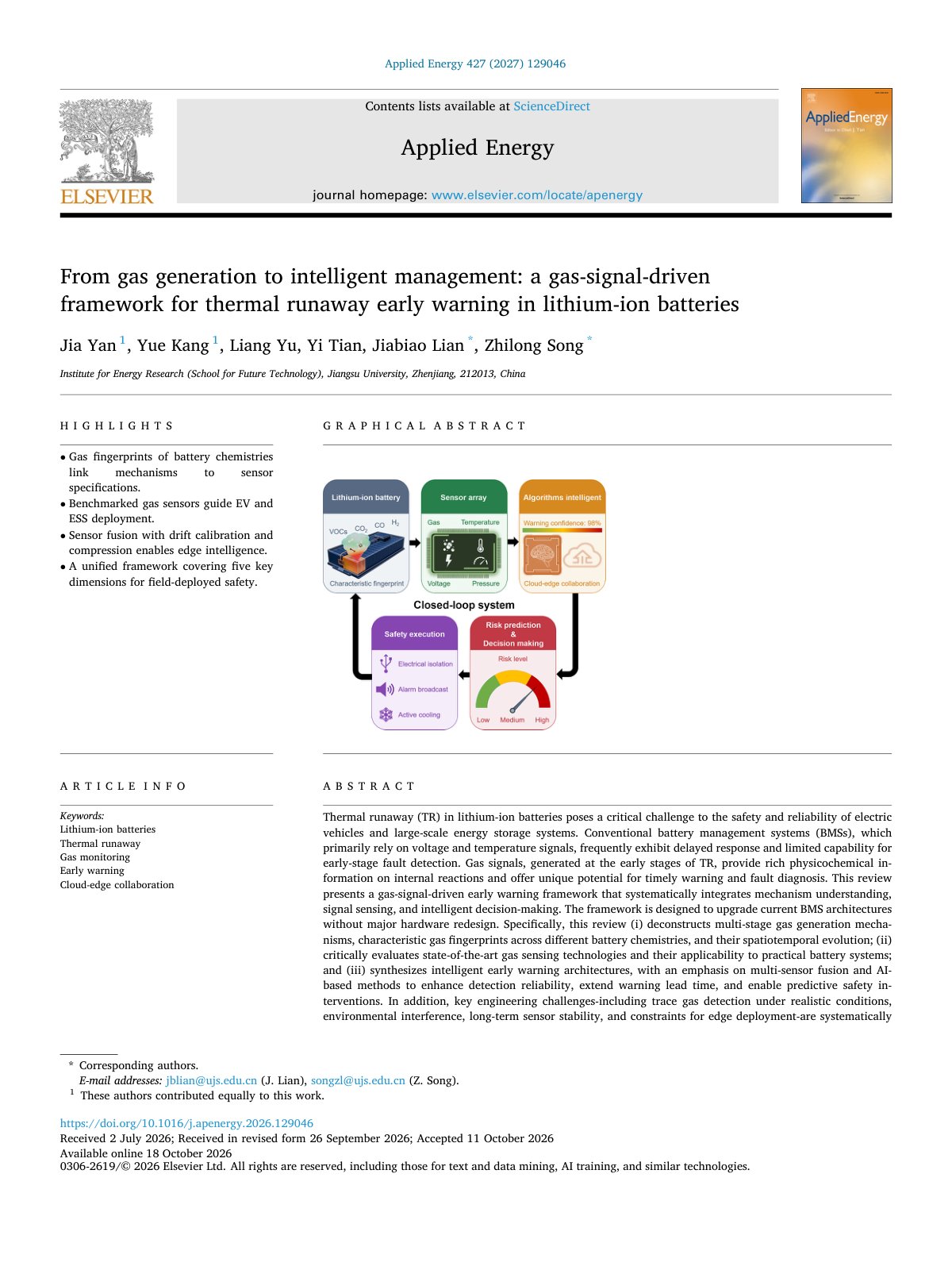 First page of From gas generation to intelligent management  a gas signal driv 2027 Applie