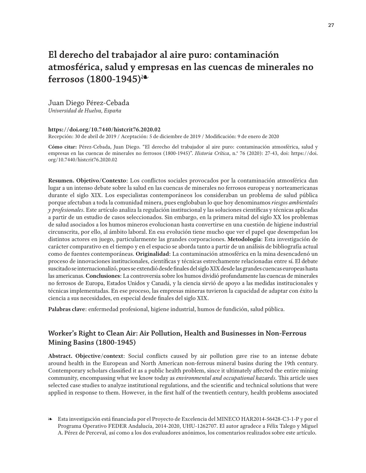 First page of El derecho del trabajador al aire puro c