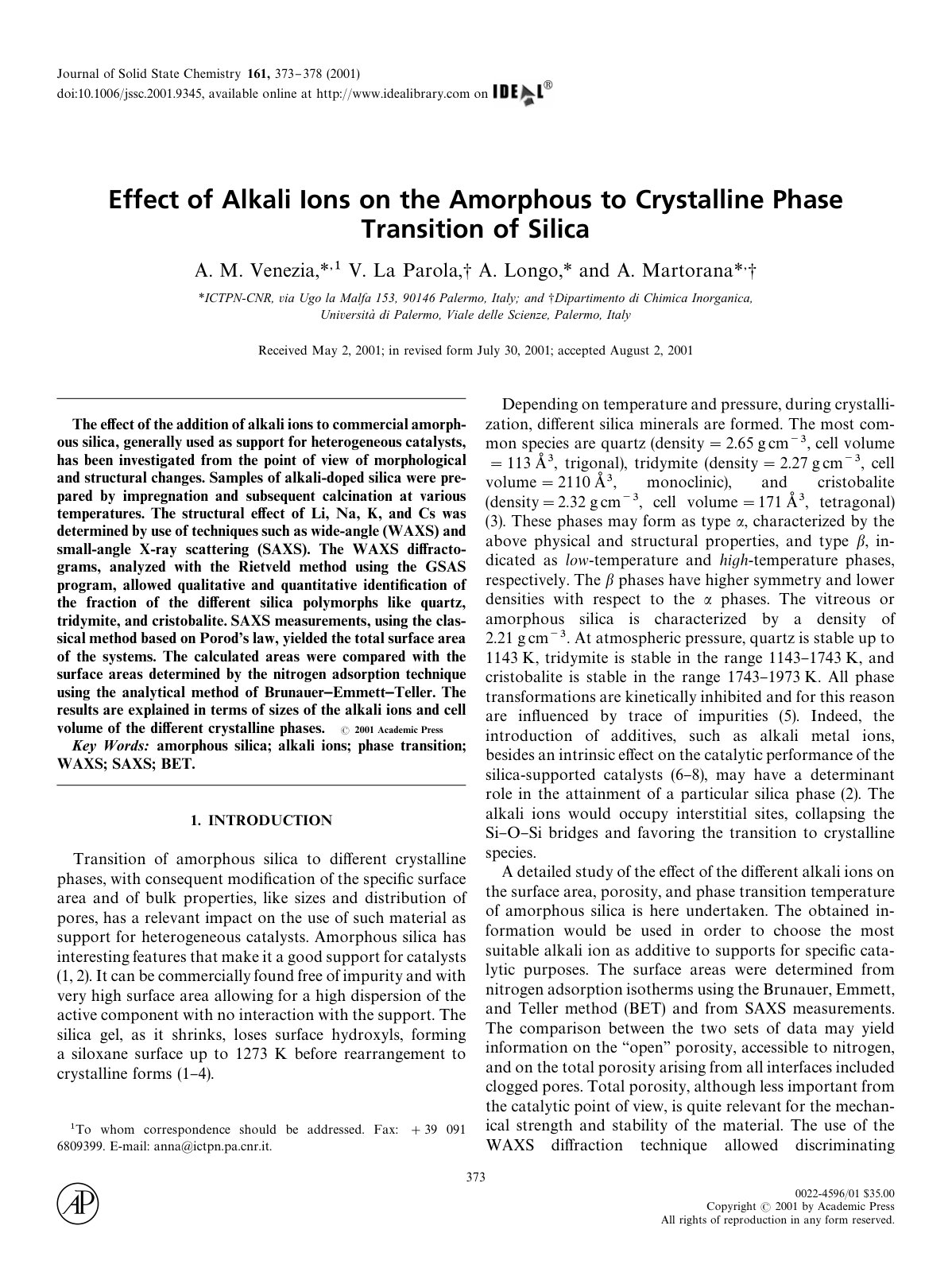 First page of Effect of Alkali Ions on the Amorphous t