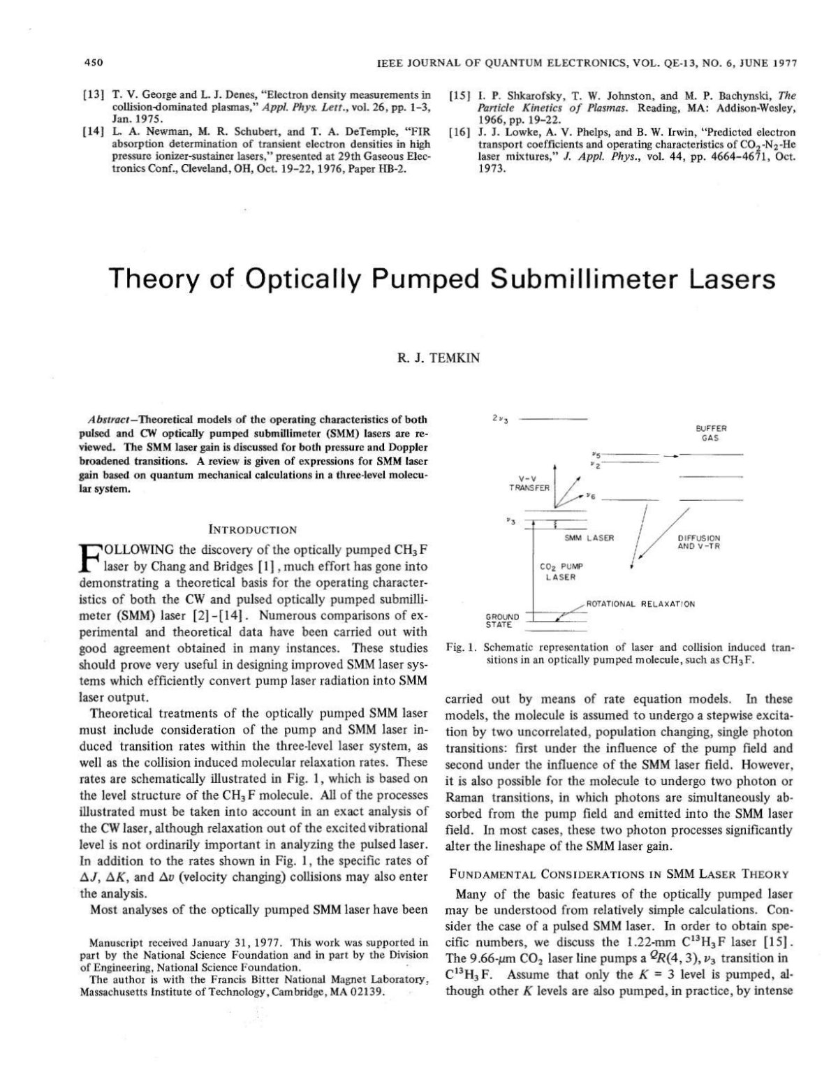 First page of Theory of optically pumped submillimeter