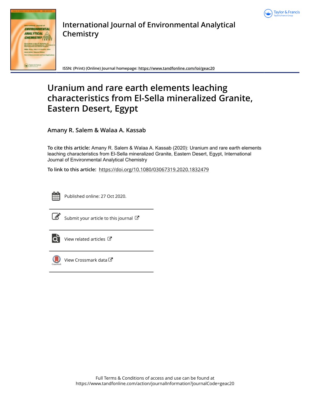 First page of Uranium and rare earth elements leaching