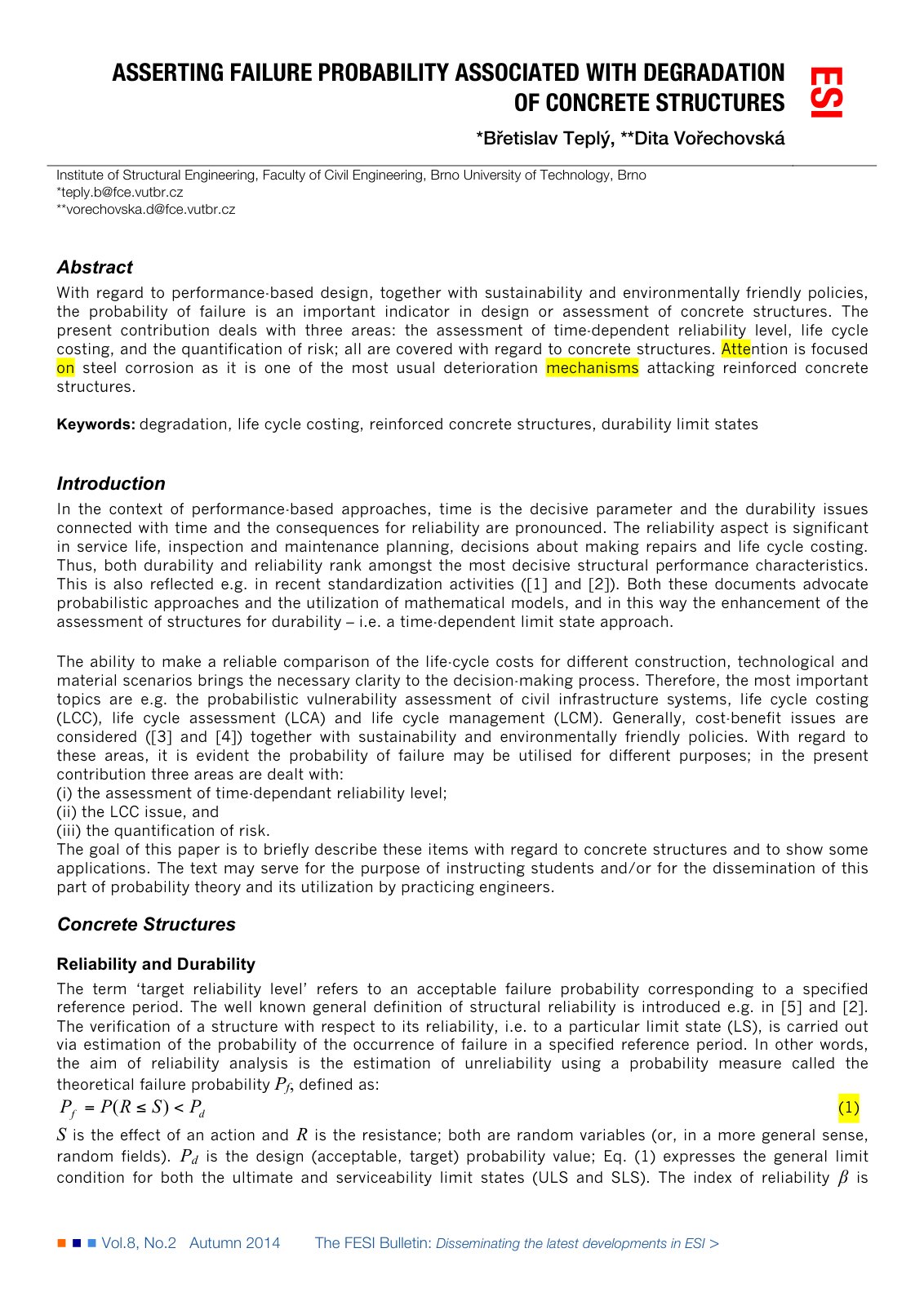 First page of Asserting failure probability associated