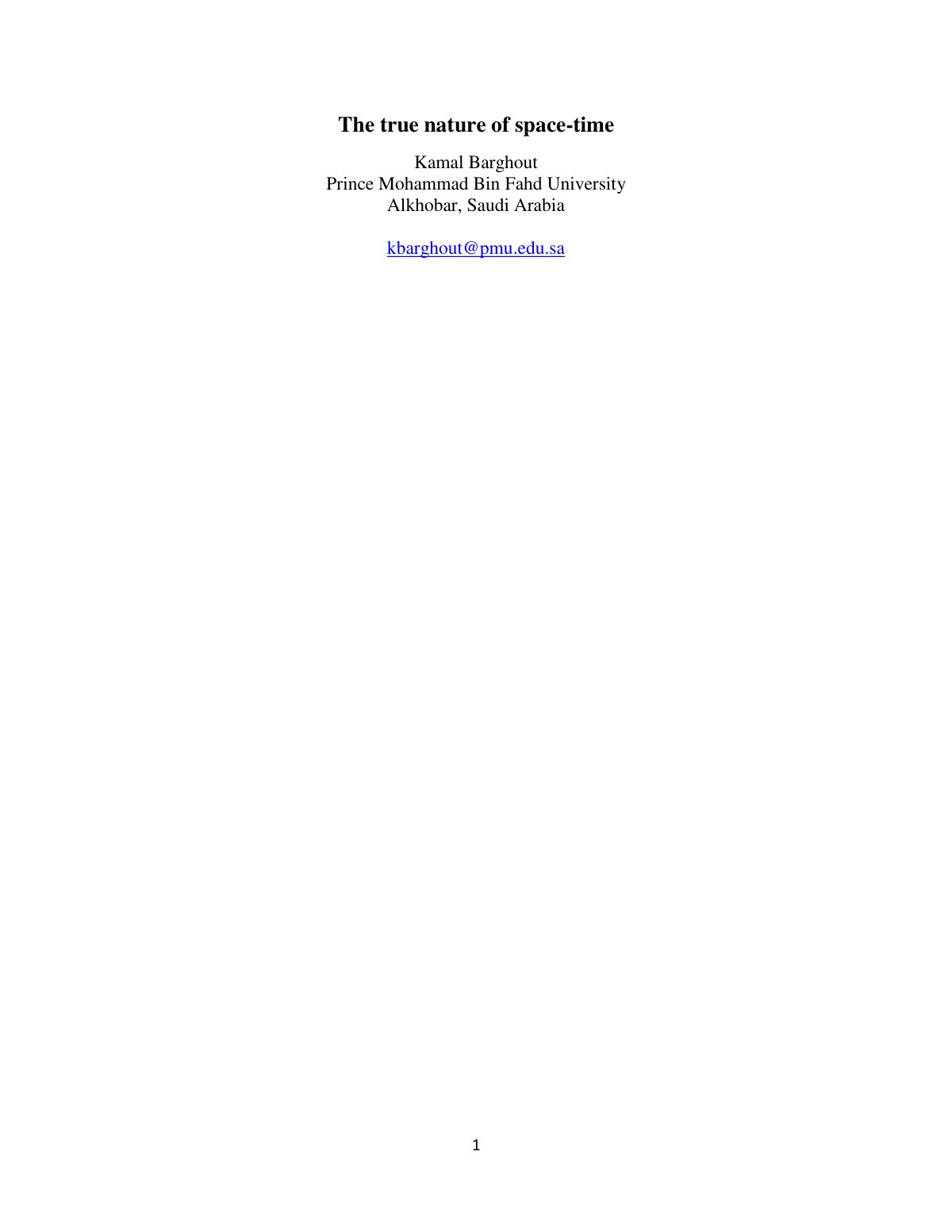 First page of The True Nature of Space Time