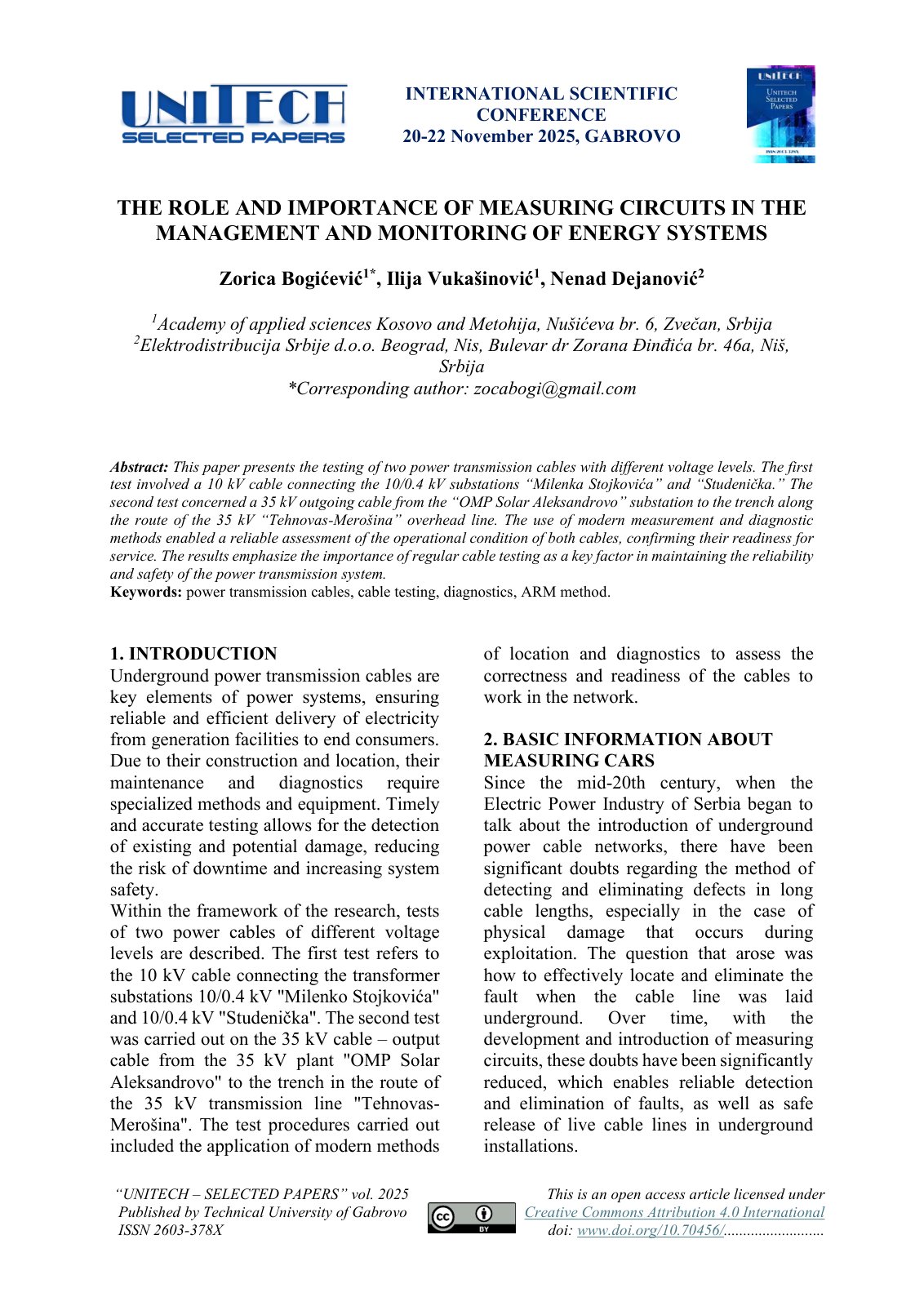 First page of THE ROLE AND IMPORTANCE OF MEASURING CIRCUITS IN T