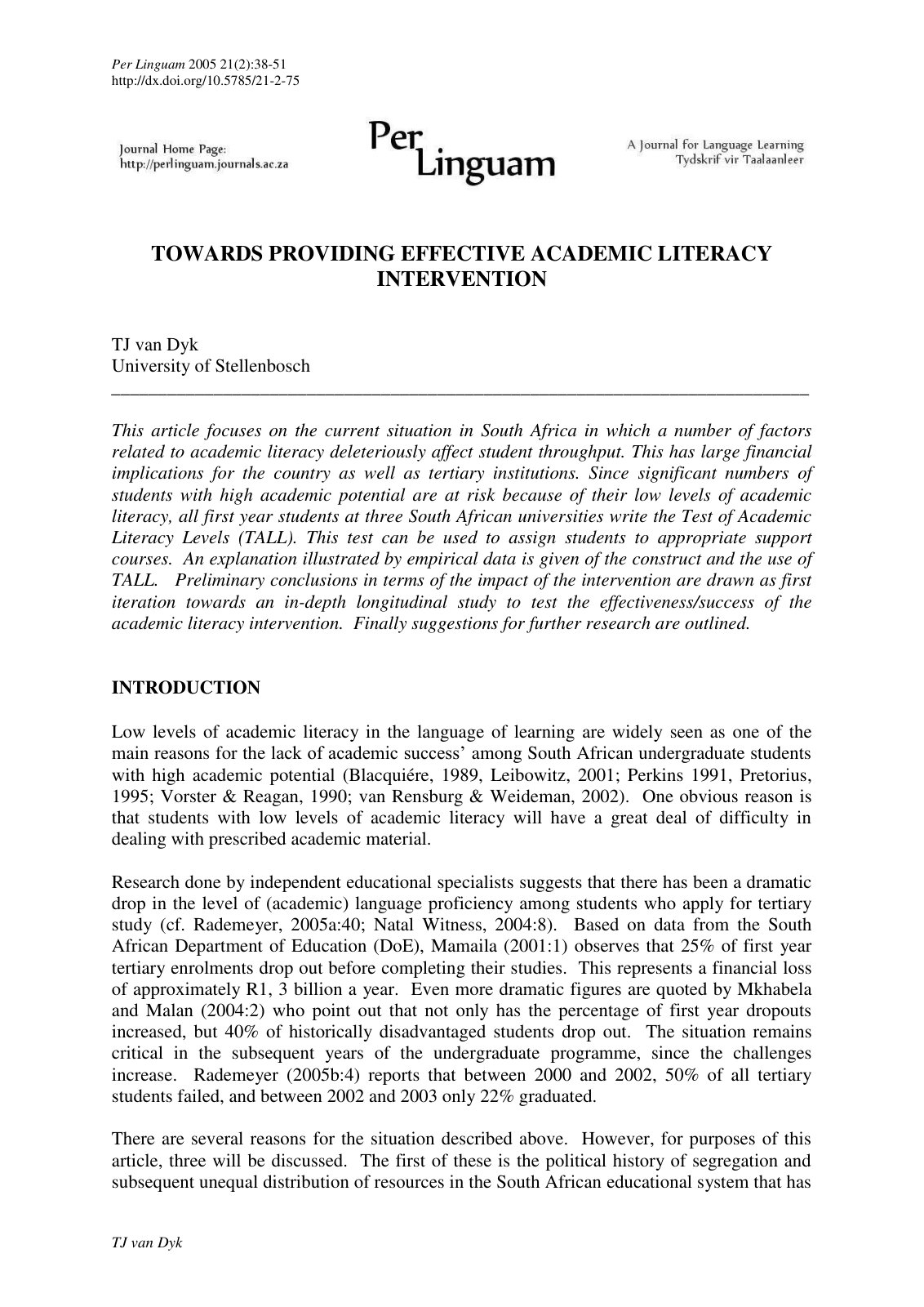 First page of Towards providing effective academic lit