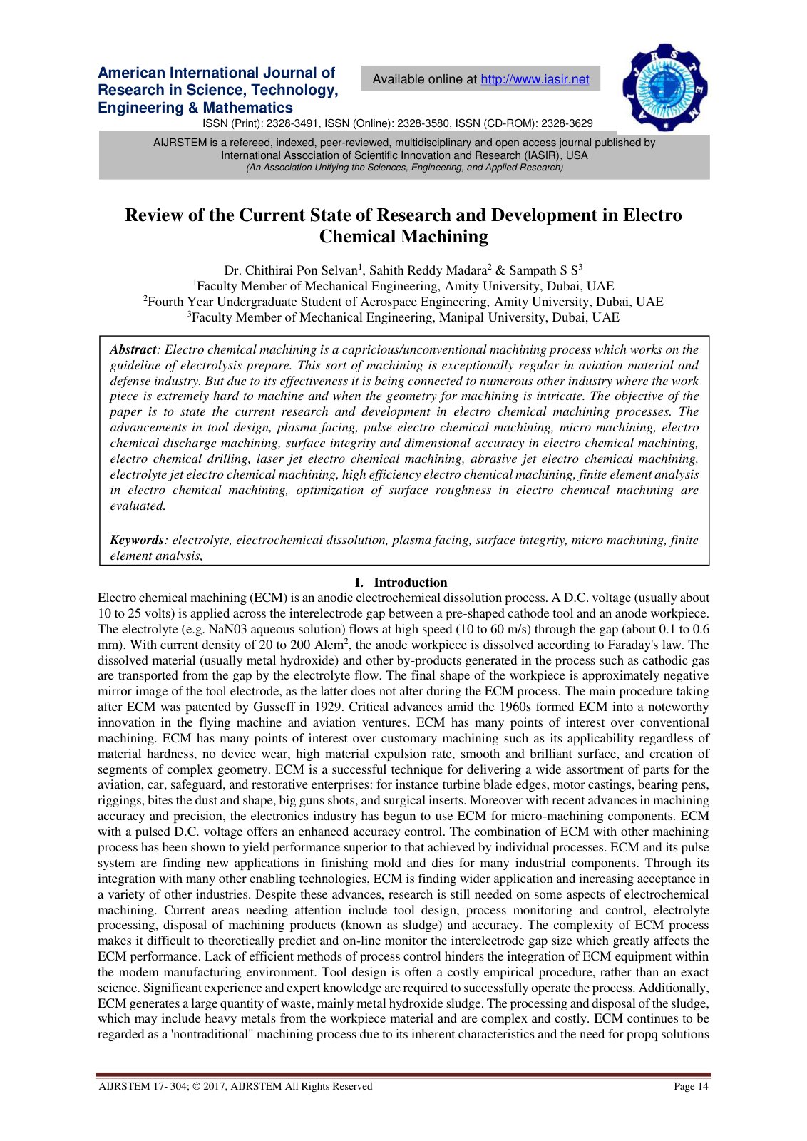 First page of Review of the Current State of Research