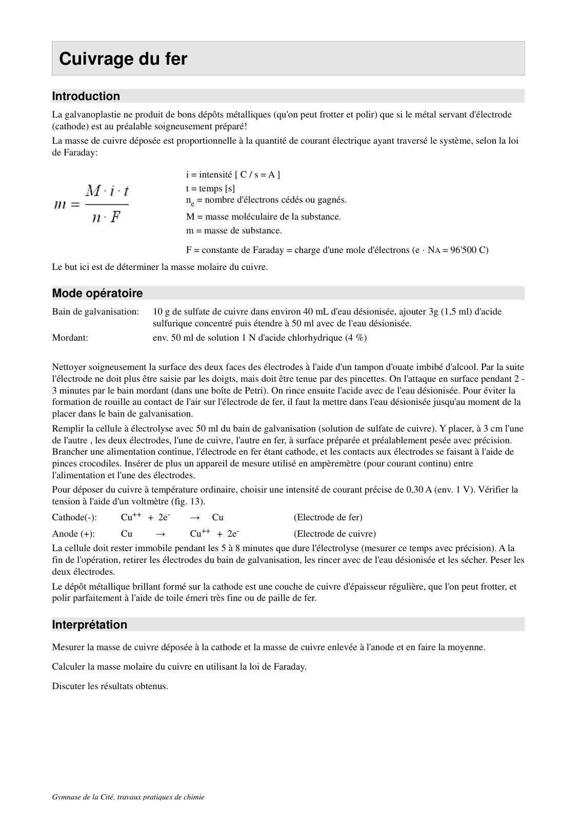 First page of Cuivrage fer