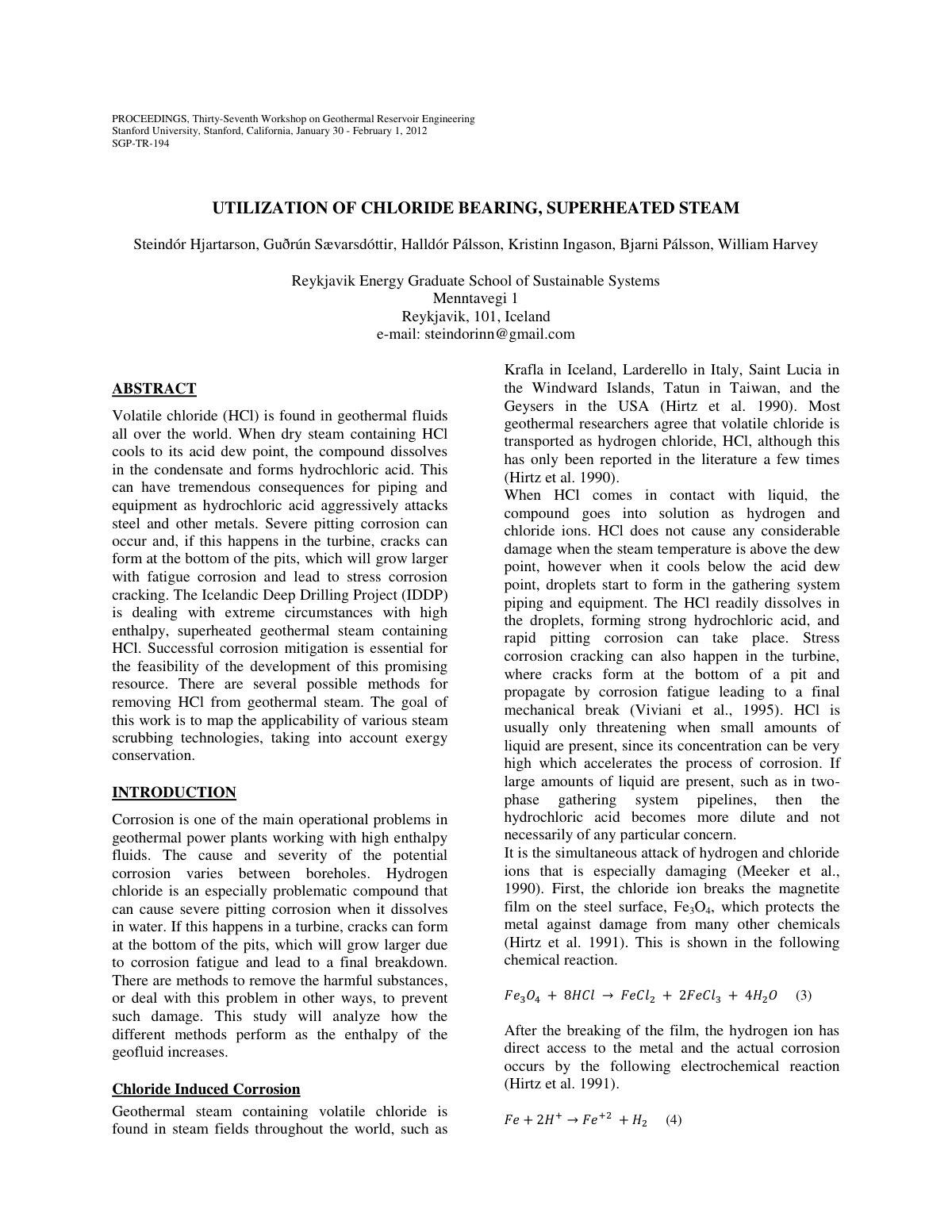 First page of Utilization of Chloride Bearing Superhea