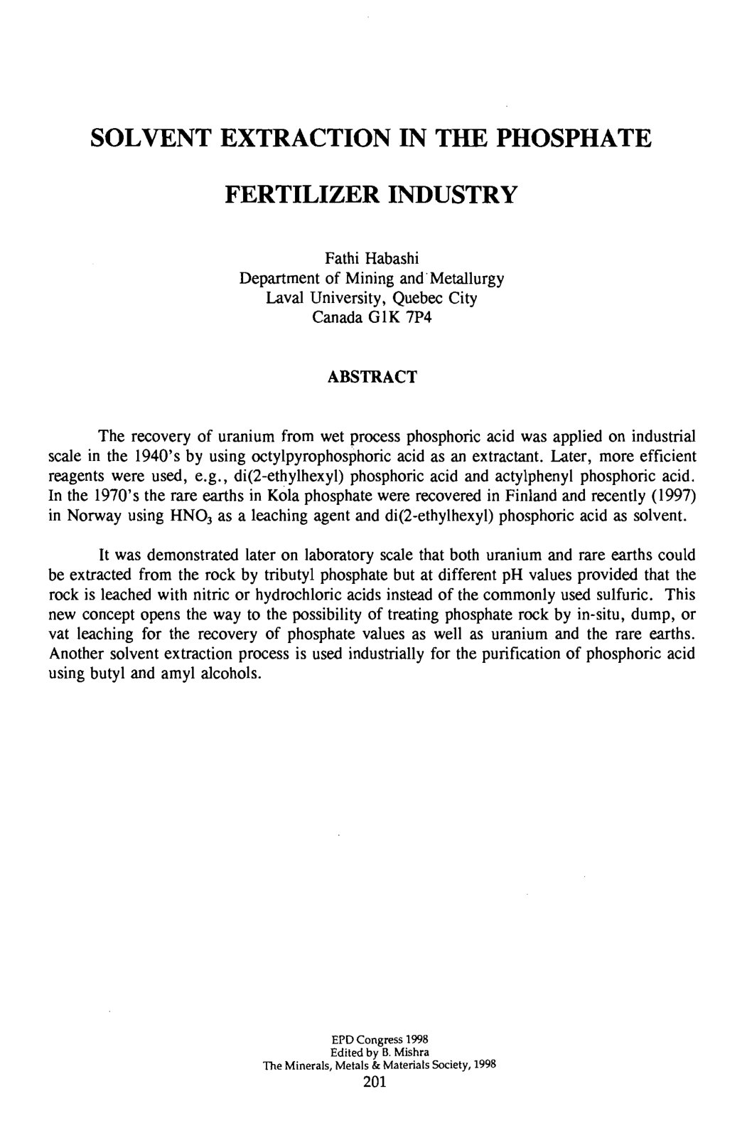 First page of Solvent extn phosphate ind