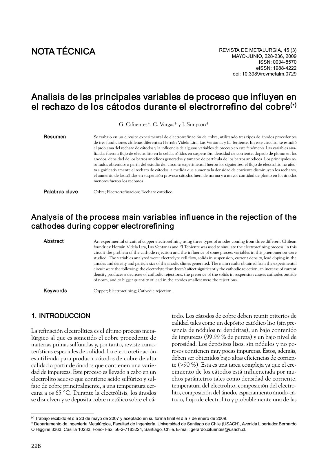 First page of Analisis de las principales variables de