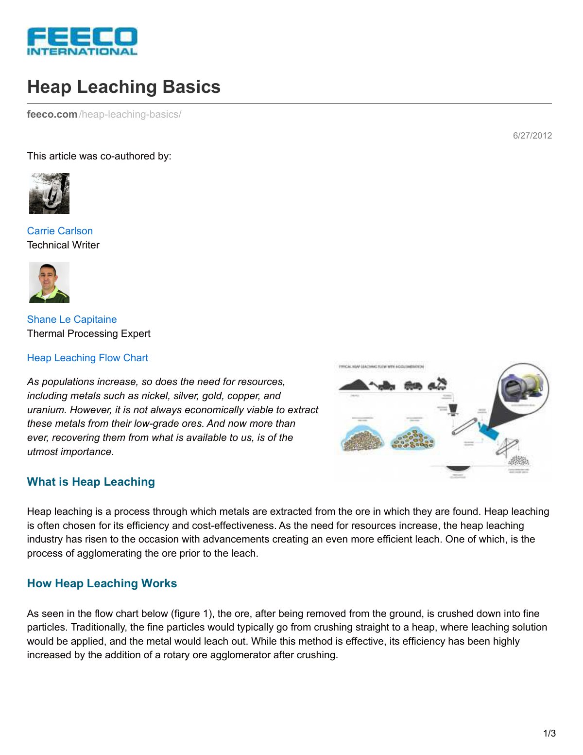 First page of Heap Leaching Basics