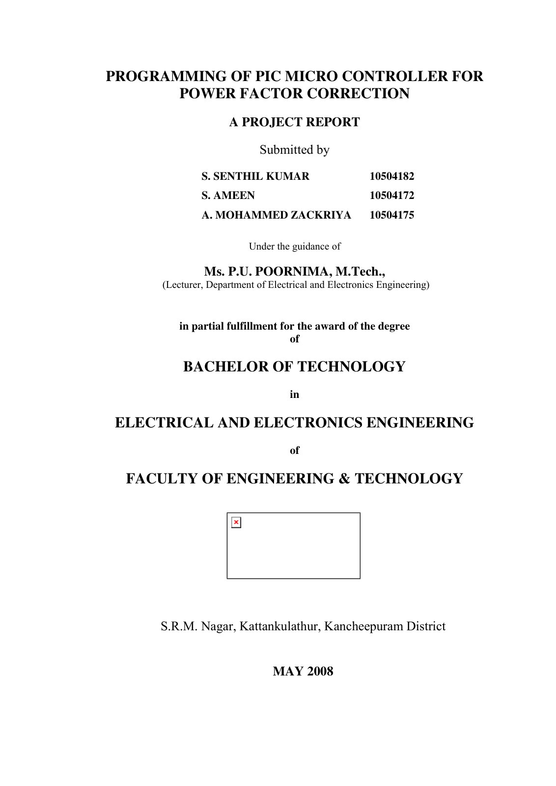 First page of PROGRAMMING OF PIC MICRO CONTROLLER FOR
