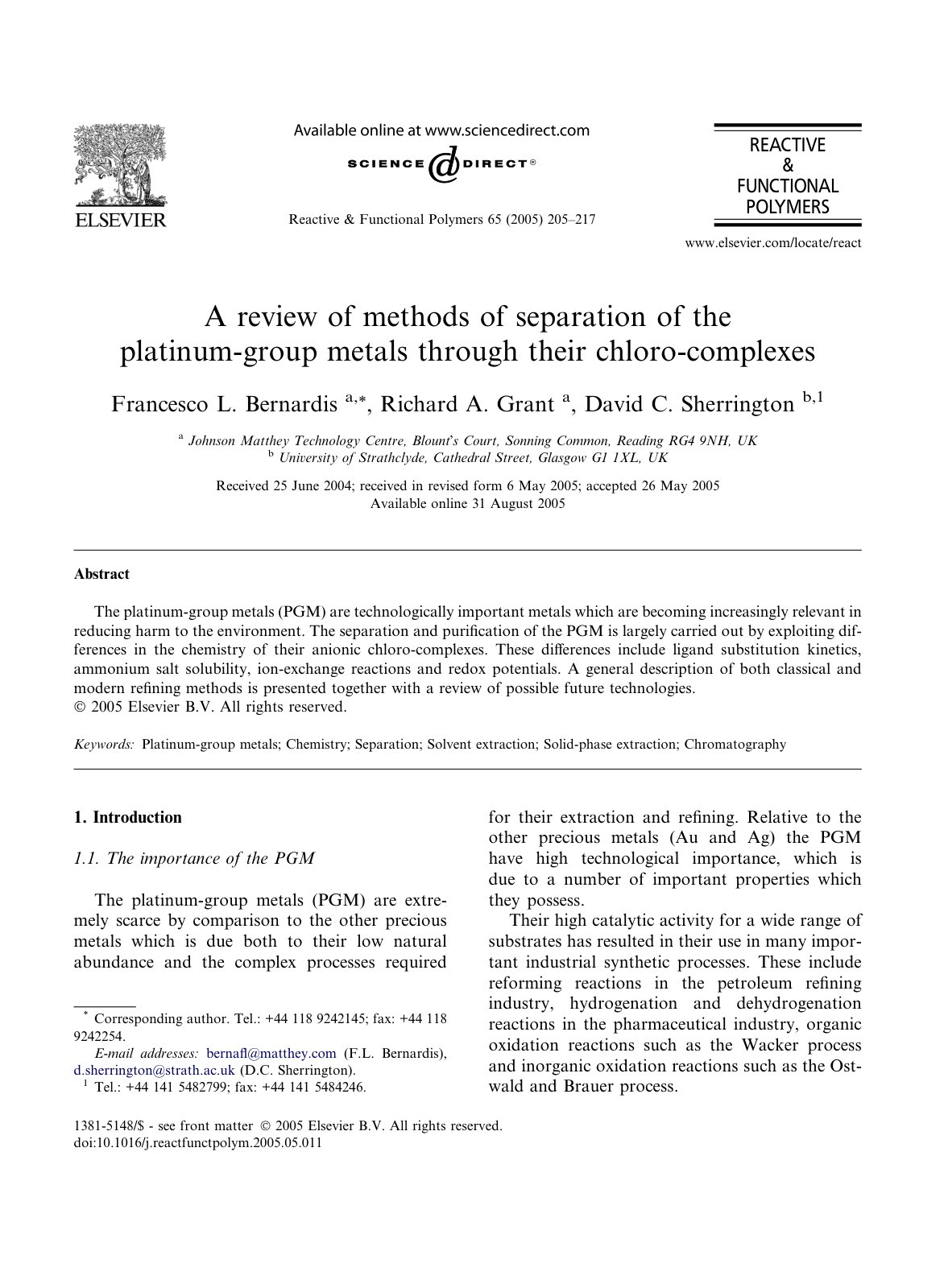 First page of A review of methods of separation of the