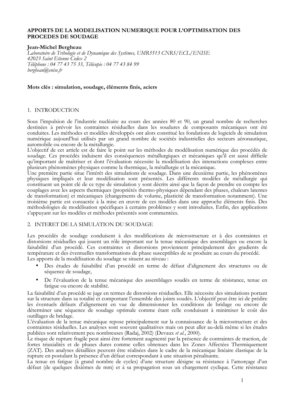 First page of Bergheau Mecamat