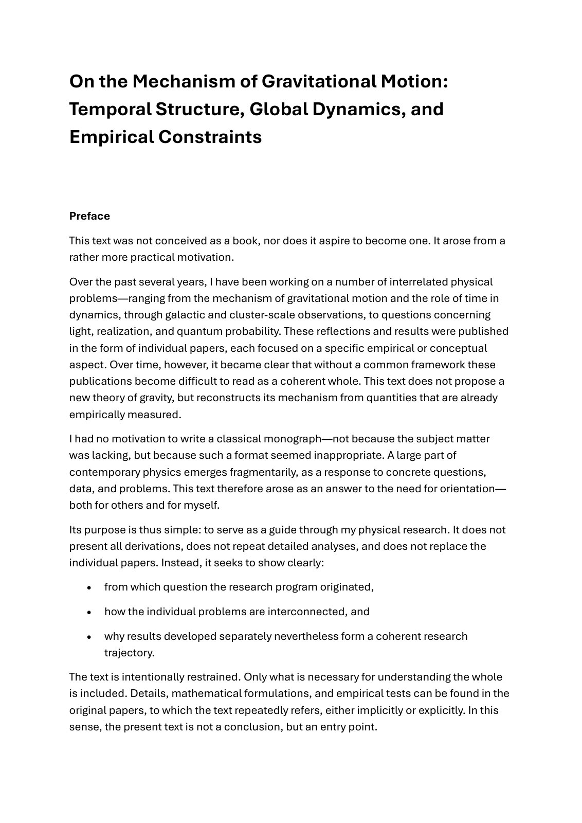 First page of On the Mechanism of Gravitational Motion