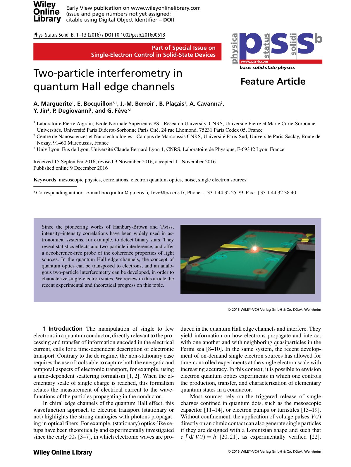 First page of Two-particle interferometry in quantum Hall edge channels