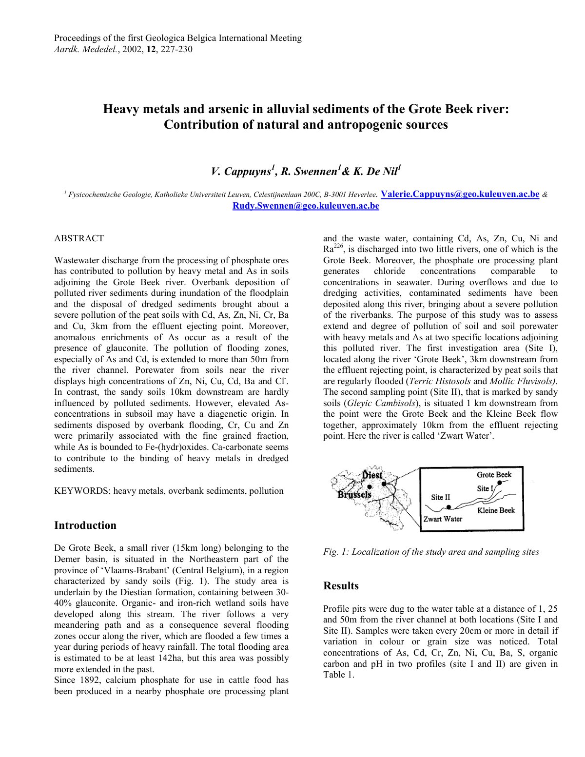 First page of Heavy metals and arsenic in alluvial sed