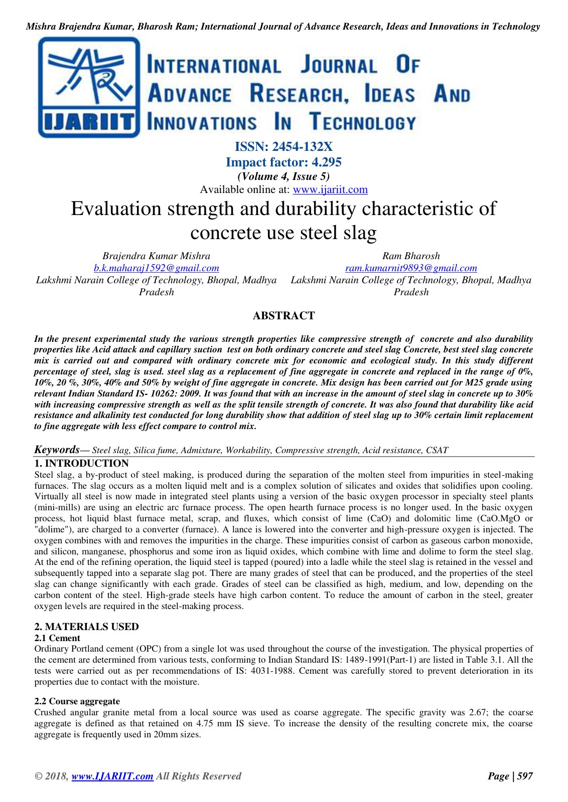 First page of Evaluation strength and durability chara