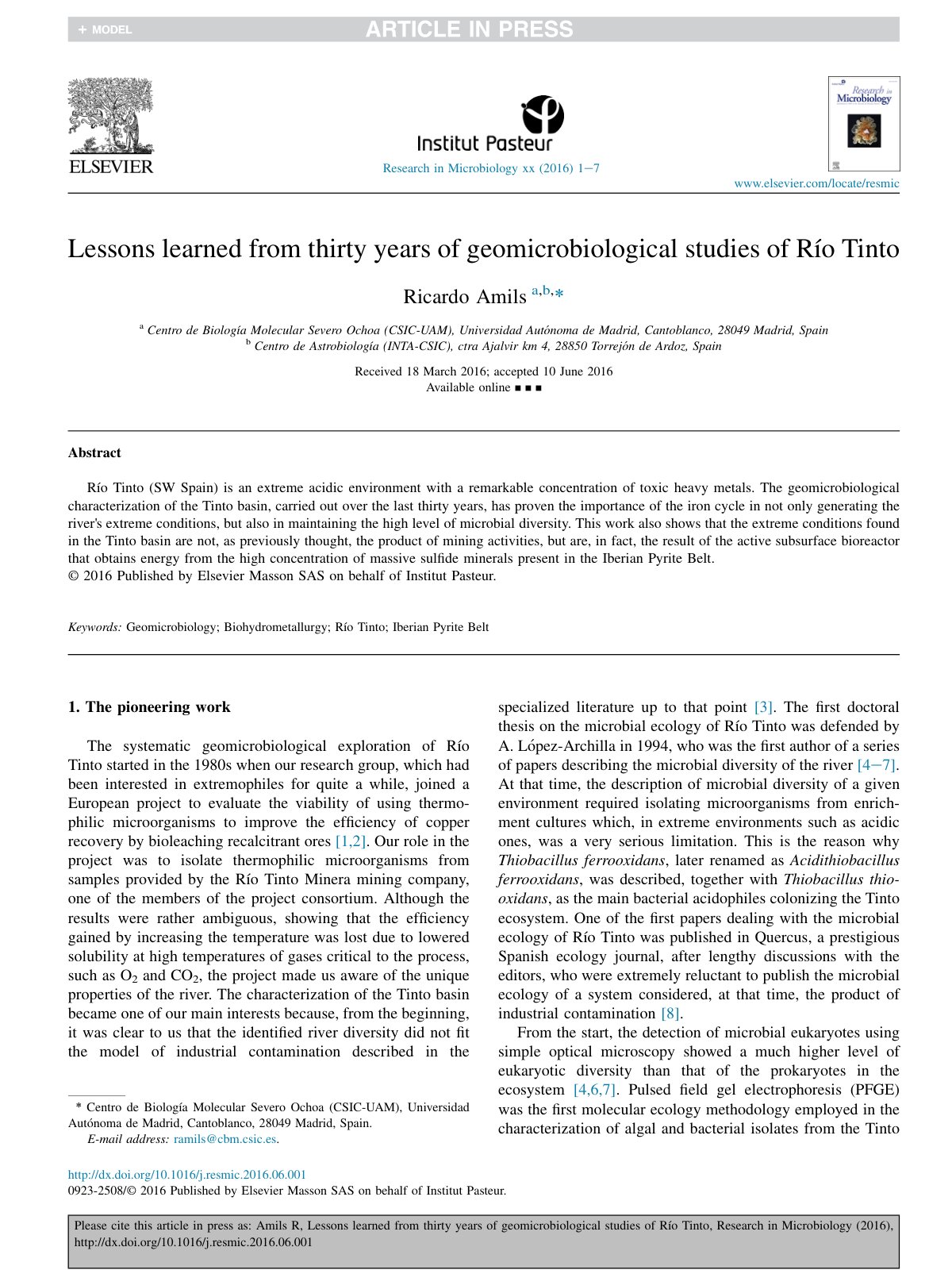 First page of Lessons learned from thirty years of geo