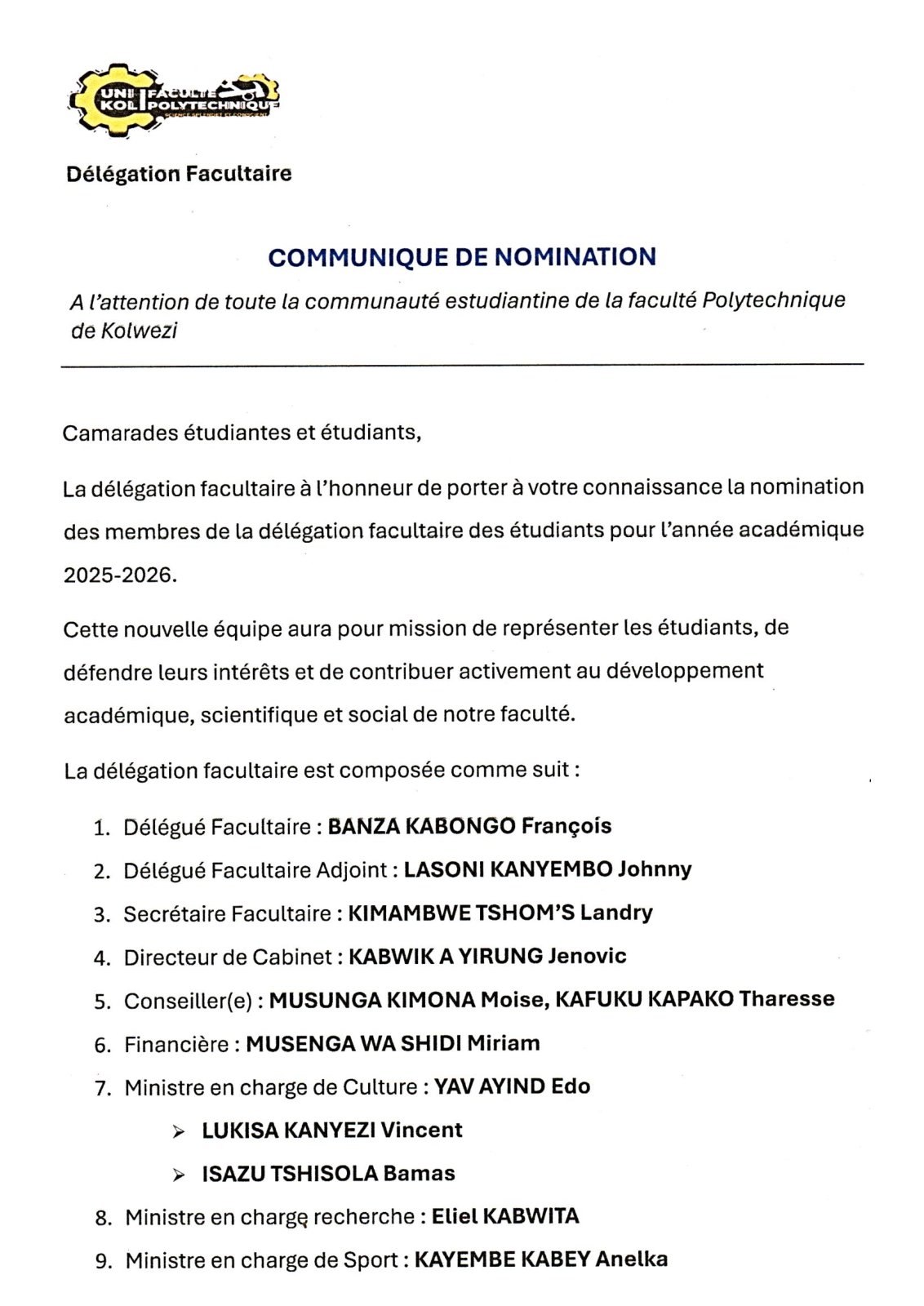 First page of COM 01 DF 050139