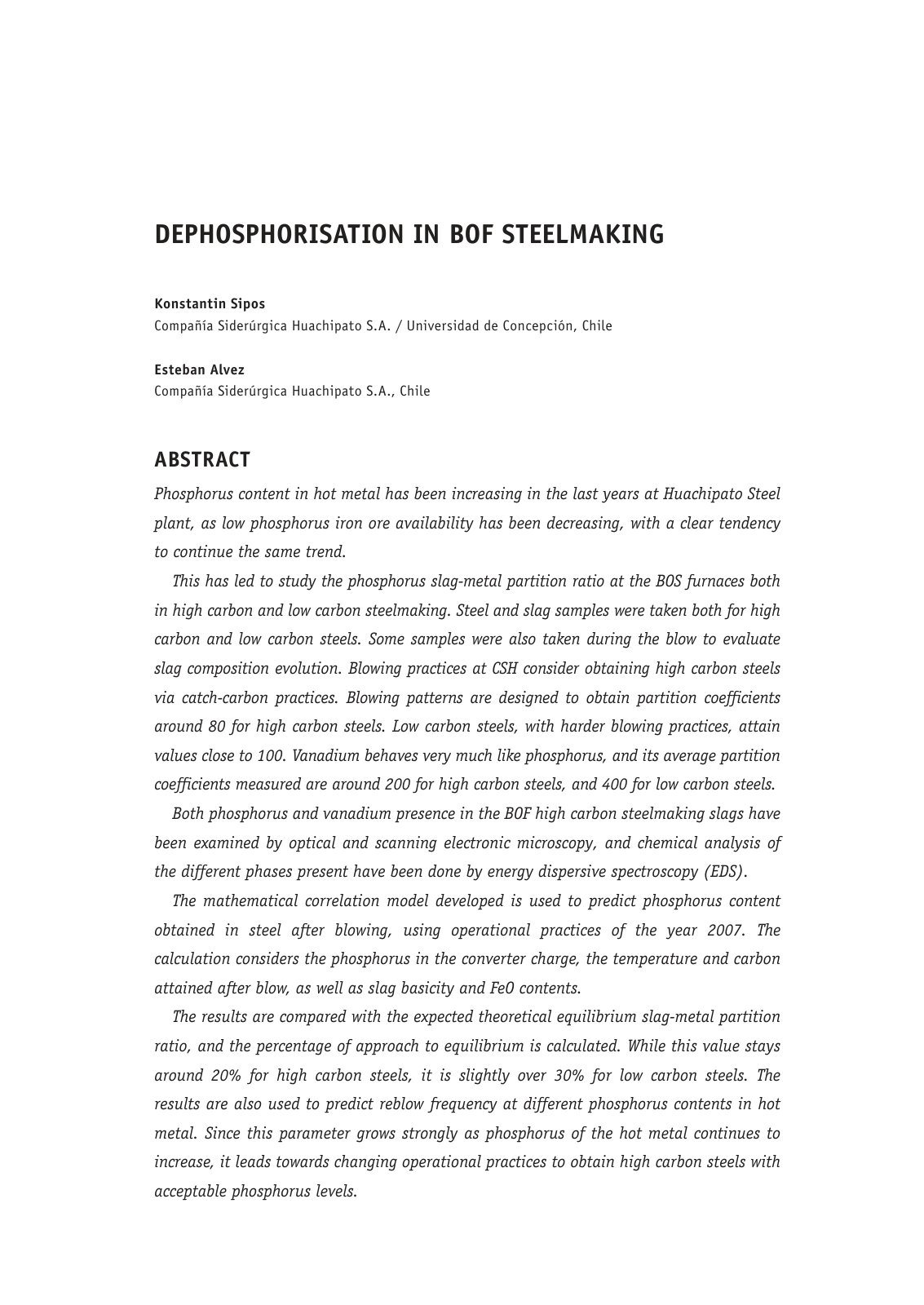 First page of Dephosphorisation in Bof Steelmaking