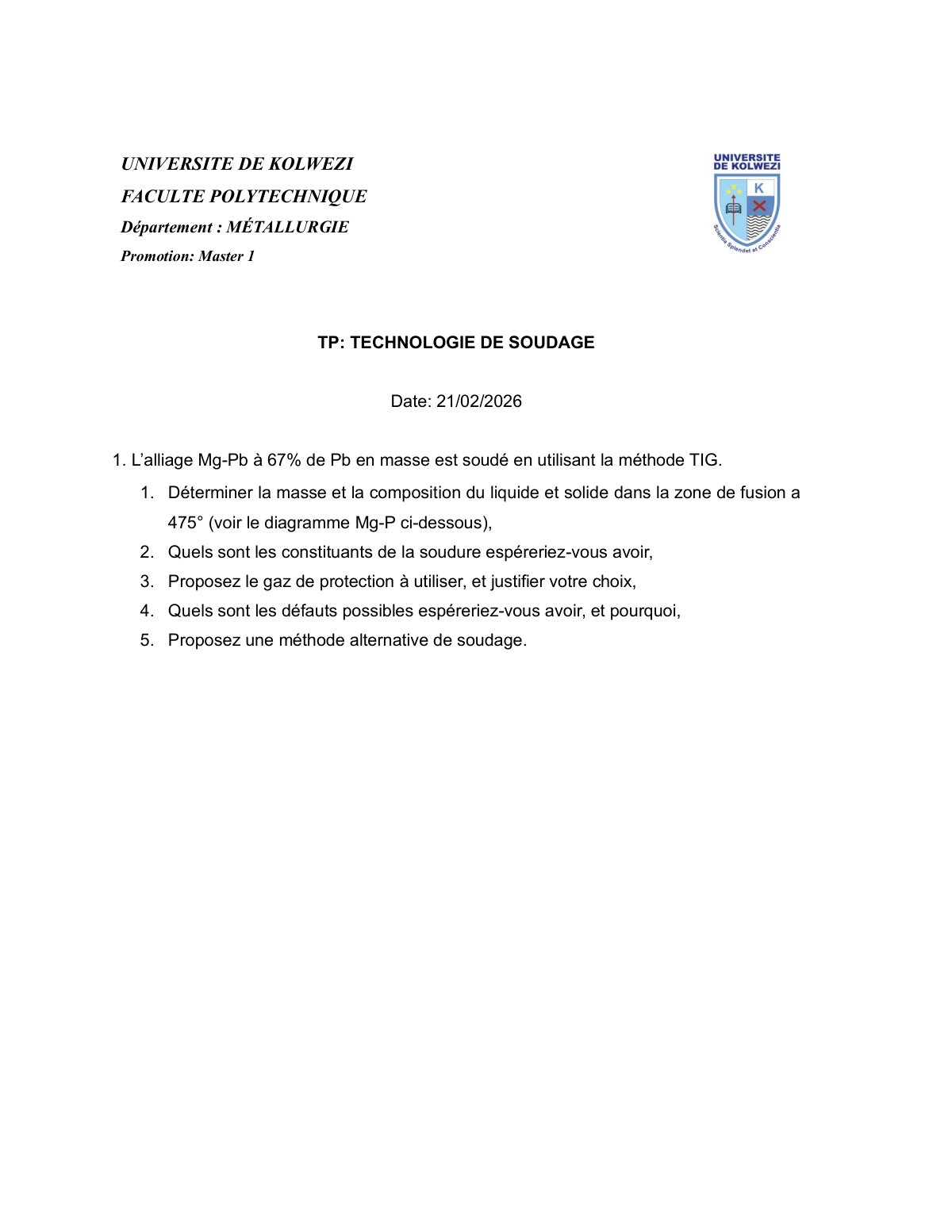 First page of TP   Technique de Soudage