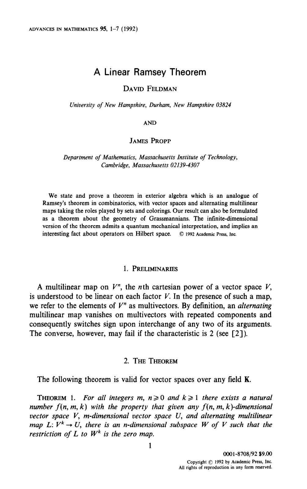 First page of A linear Ramsey theorem