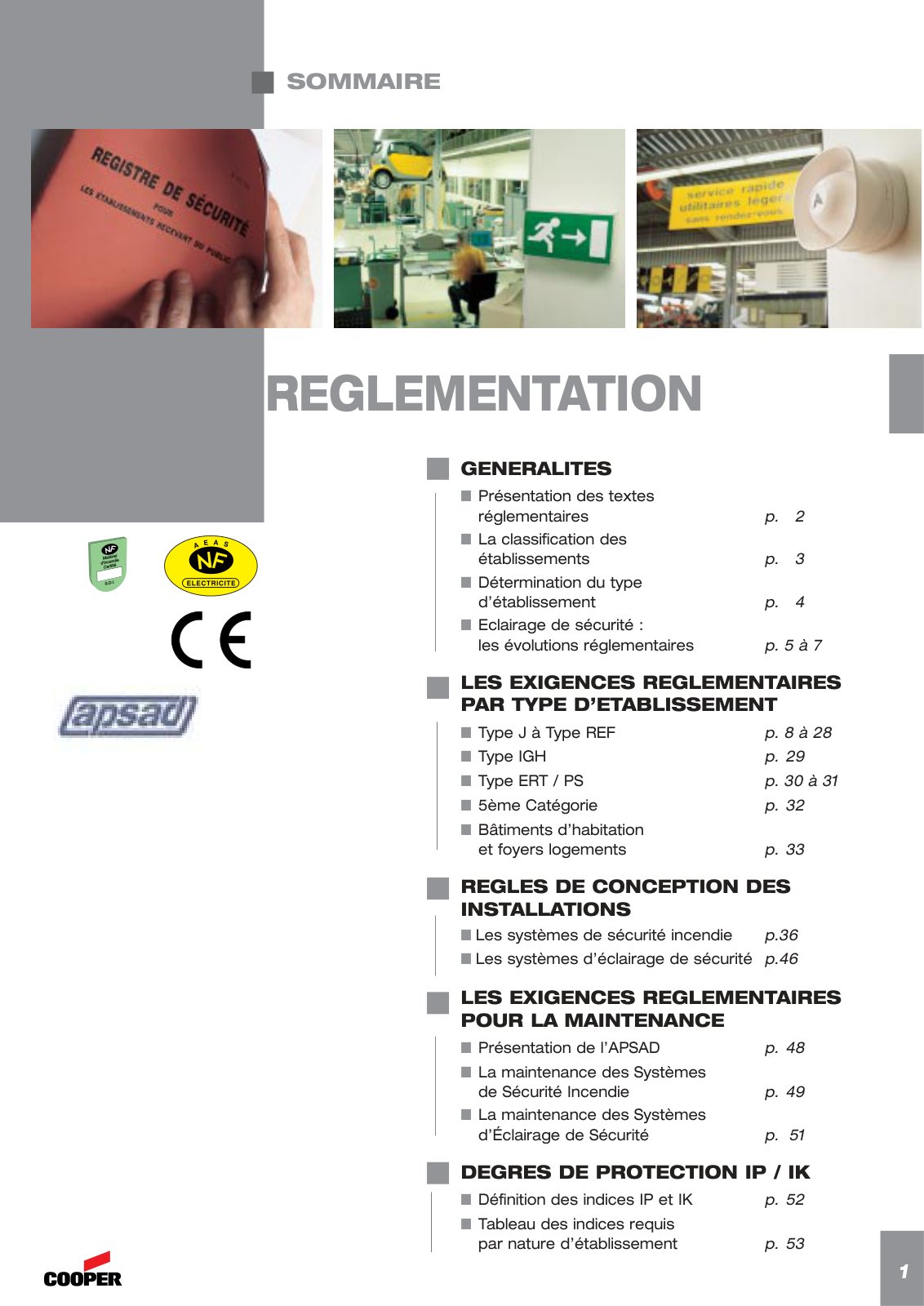 First page of Réglement de sécurité des Etablissements Recevant du Public