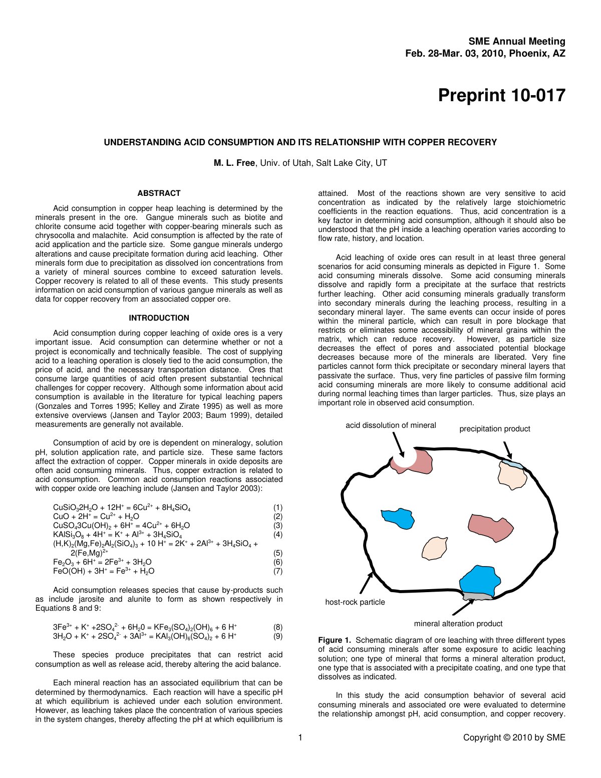 First page of Understanding acid consumption and its relationship with copper recovery