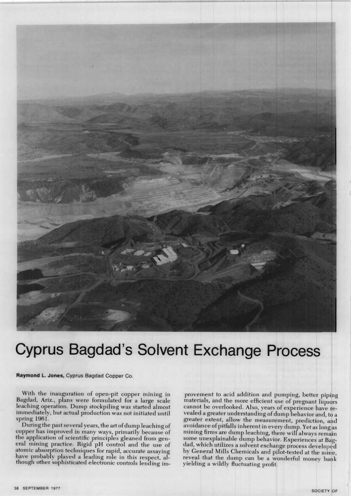 First page of Cyprus Bagdad's Solvent Exchange Process