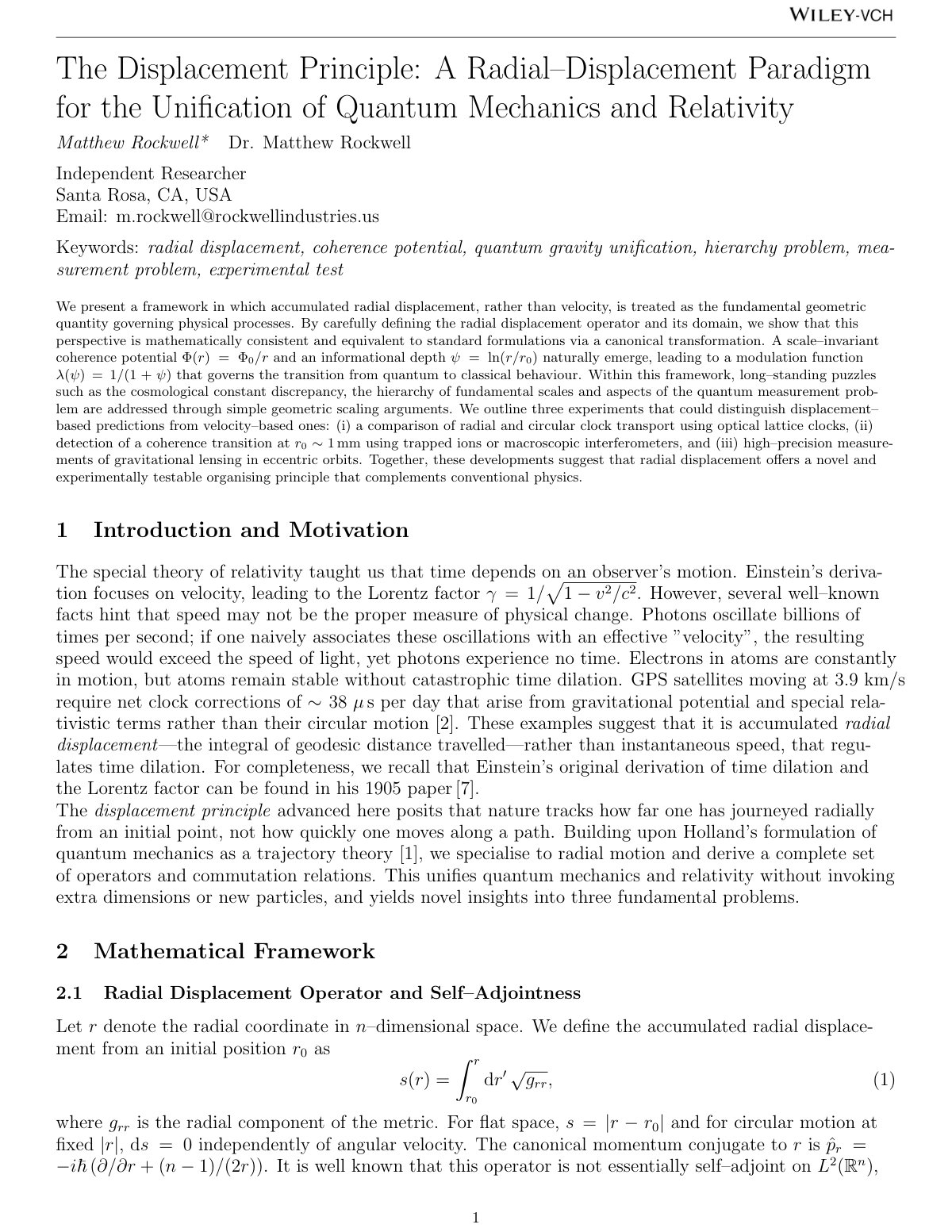 First page of The Displacement Principle A Radial Disp