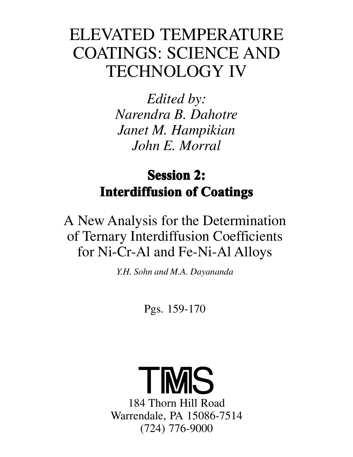 First page of A New Analysis for the Determination of Ternary Interdiffusion Coefficients for Ni-Cr-Al and Fe-Ni-Al Alloys