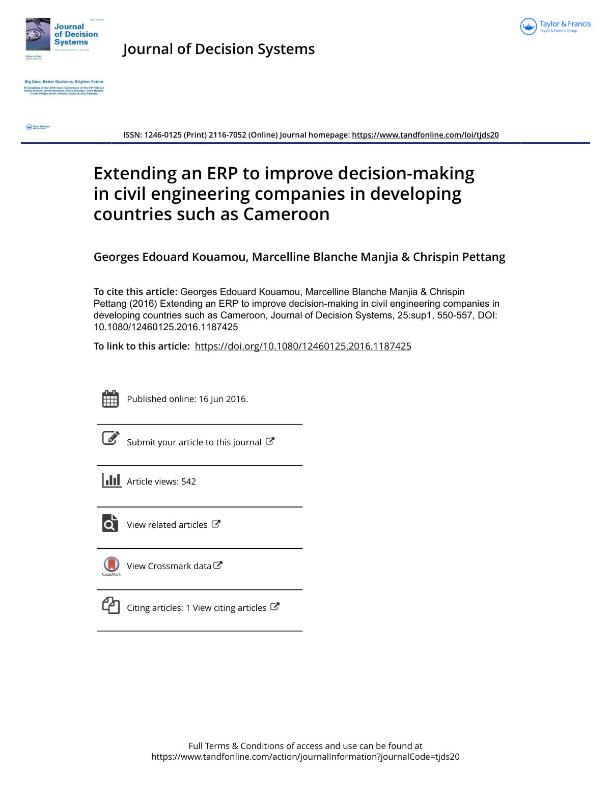 First page of Extending an ERP to improve decision mak