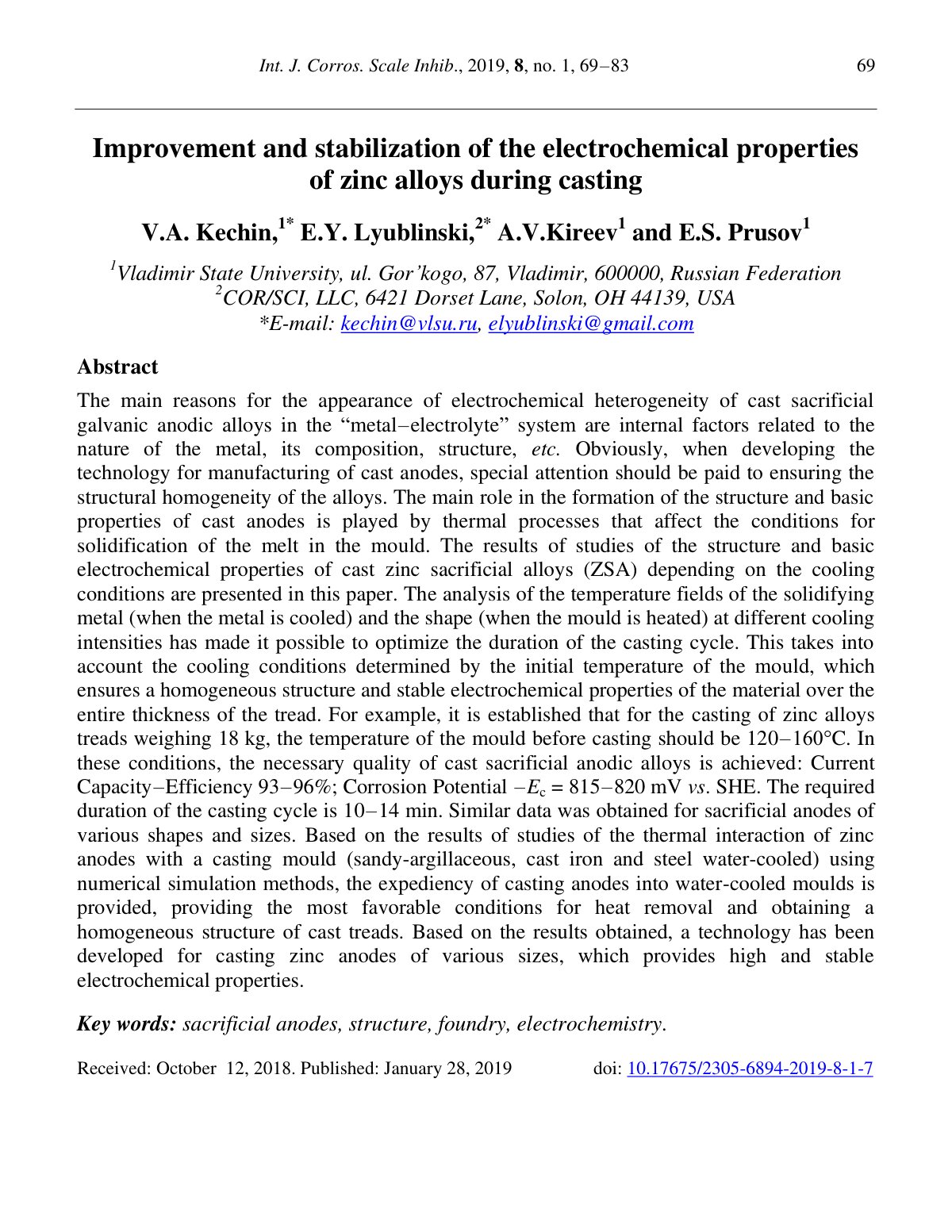 First page of Improvement and stabilization of the ele