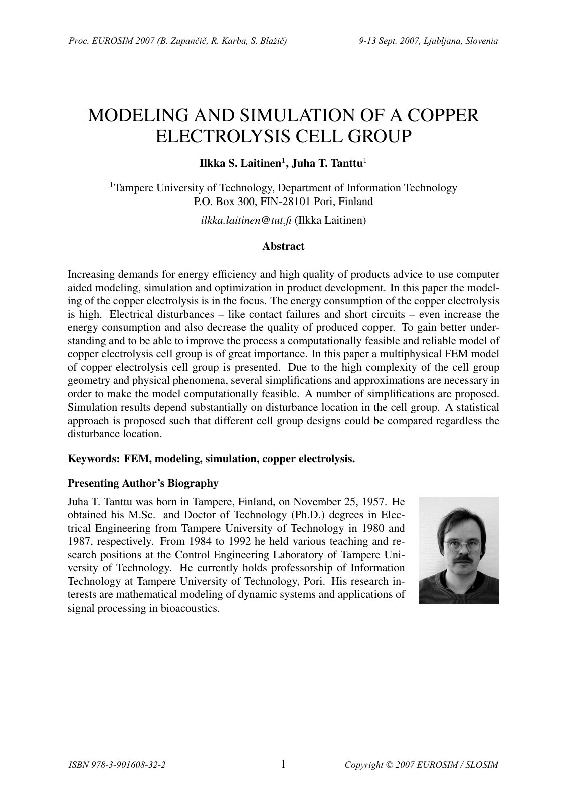 First page of Modelling and simulation of a copper ele