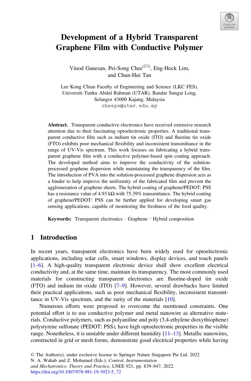 First page of Development of a Hybrid Transparent Grap
