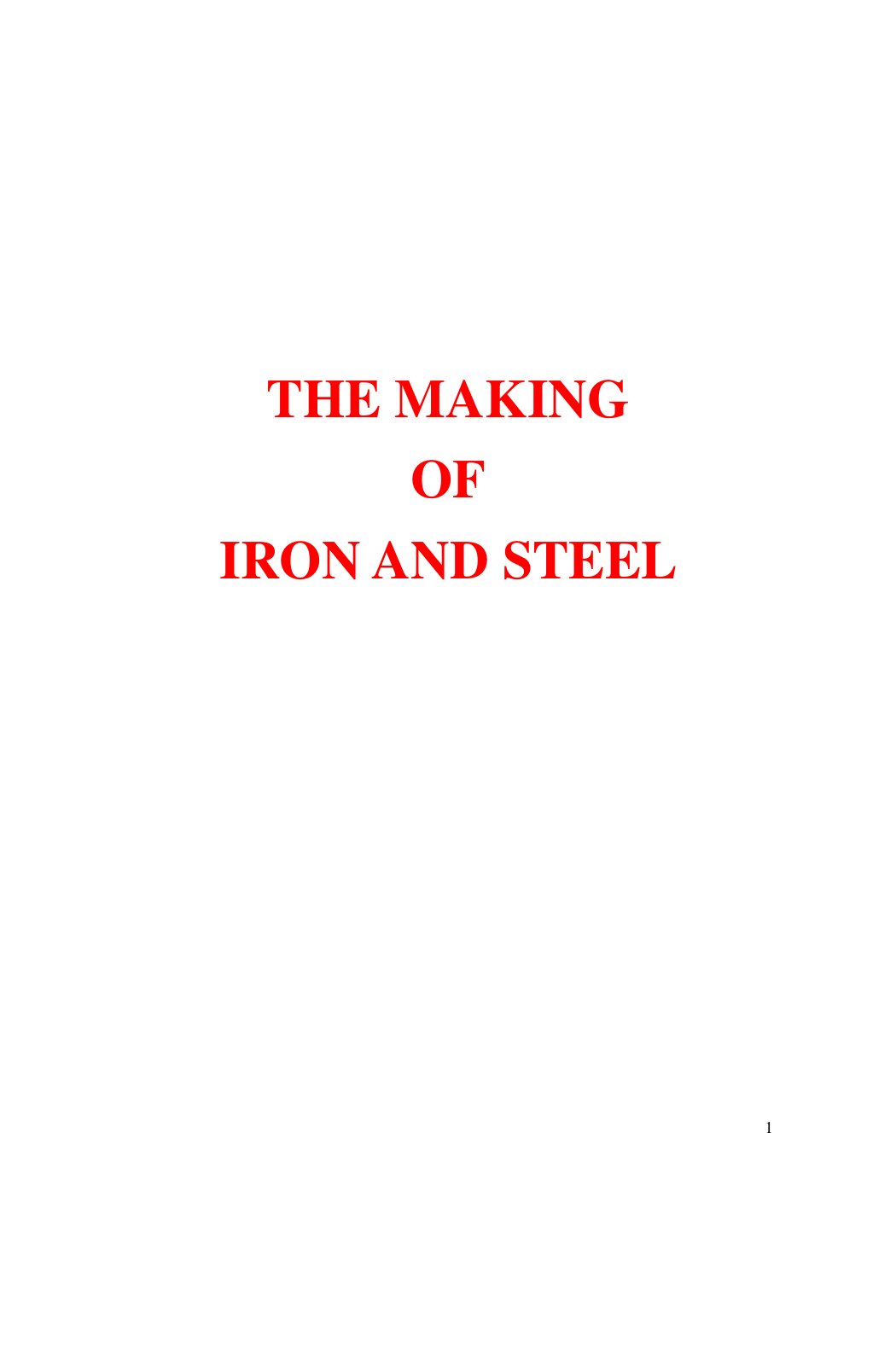 First page of The Making of Iron & Steel